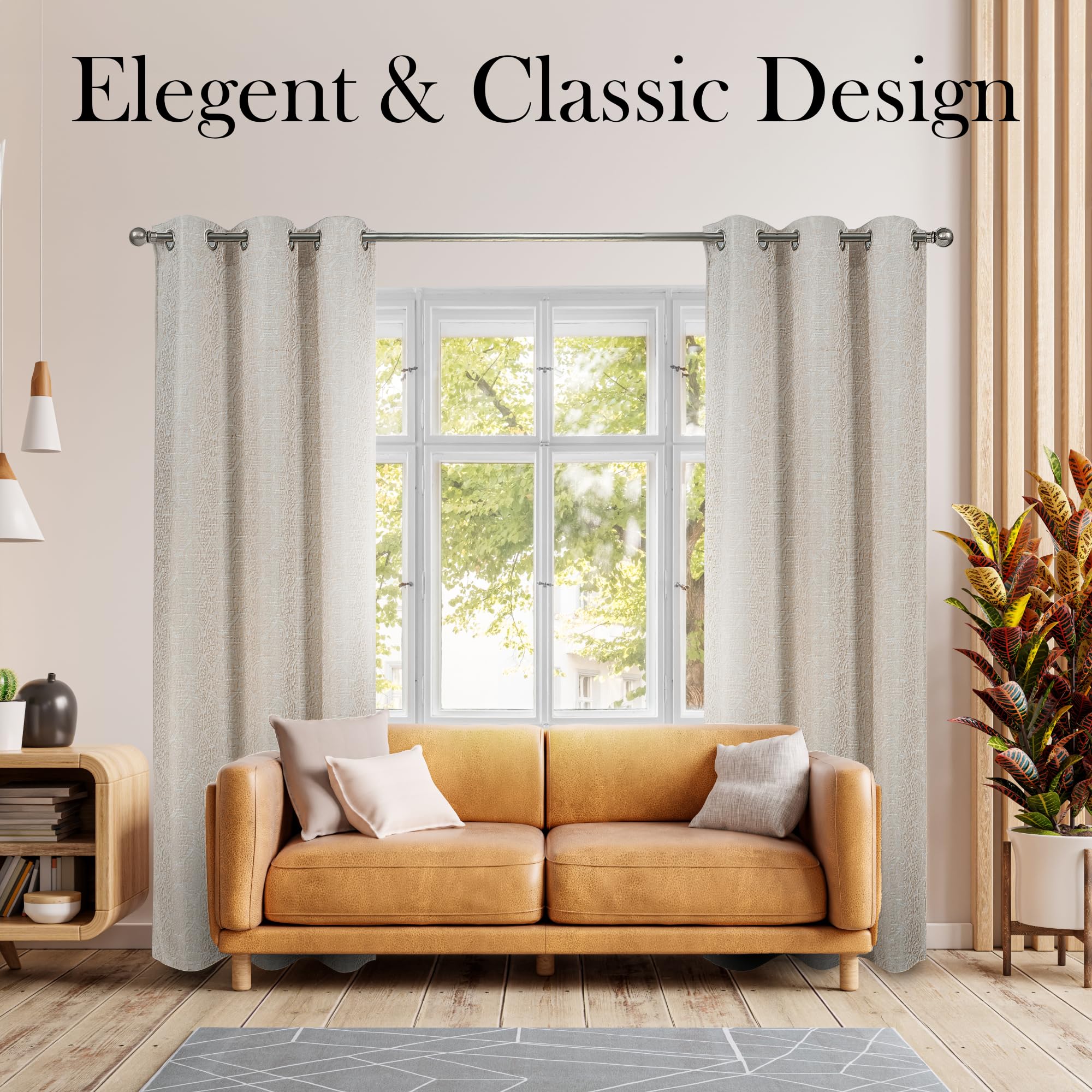 Amazon｜ベージュ 幾何学模様 モロッコ ダマスク柄 カーテン 2枚セット