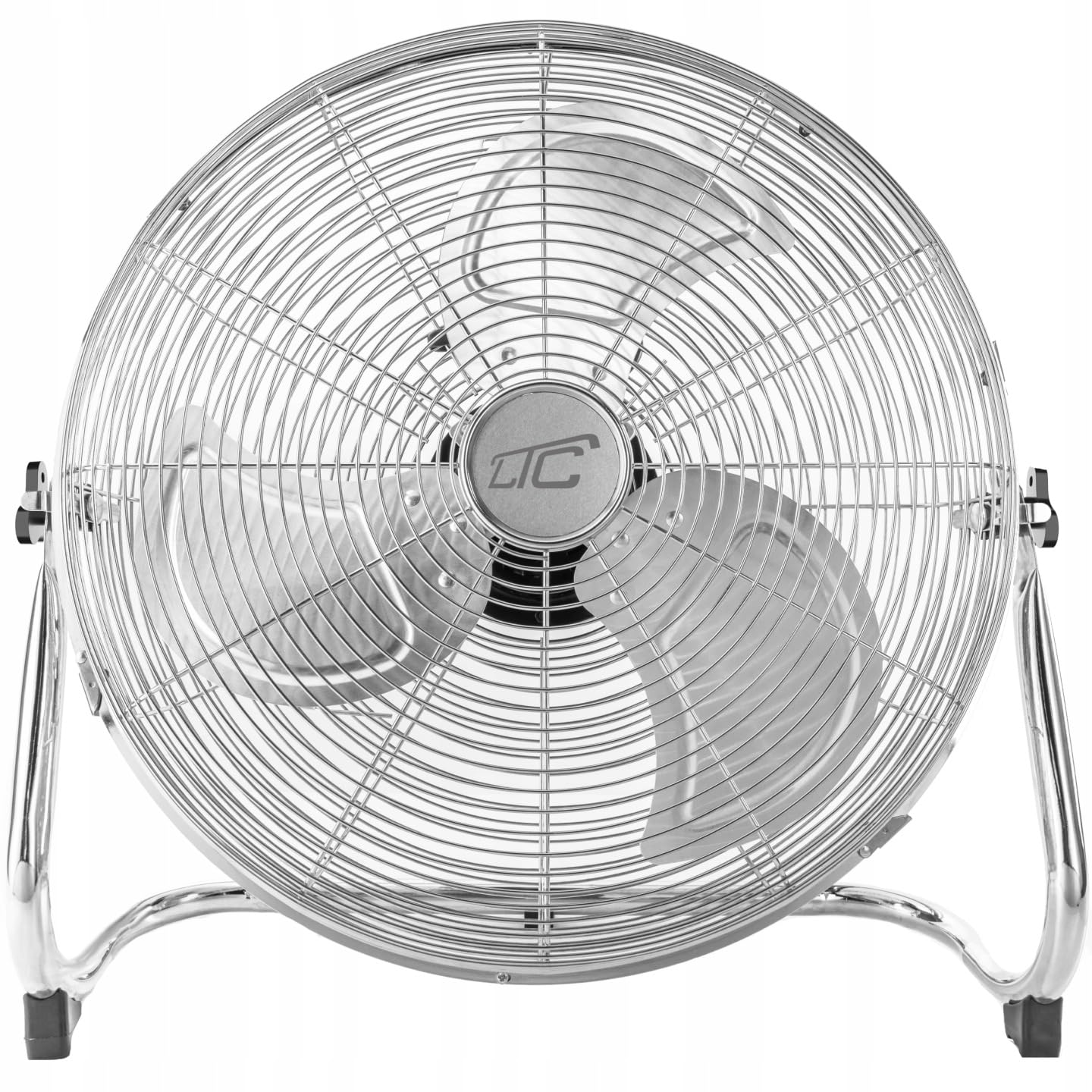 LTC Profi Windmaschine 50cm (20 Zoll) – Leistungsstarker Bodenventilator 155W, Hochgeschwindigkeits-Ventilator aus Metall, 3 Geschwindigkeitsstufen, Verstellbarer Neigungswinkel, Silber/Chrom