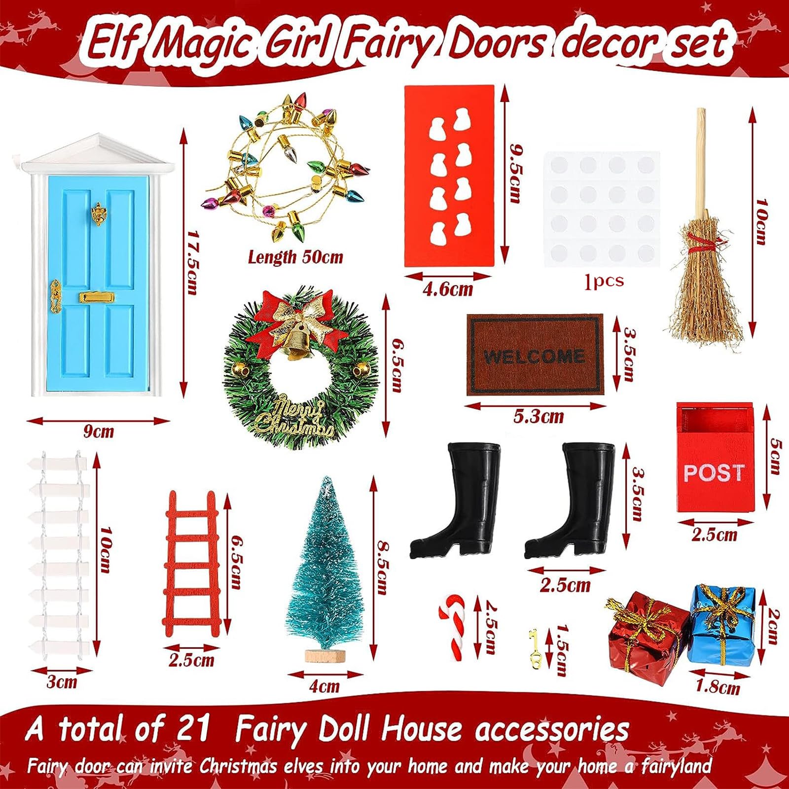 Lot De 22 Accessoires De Lutin De Noël Pour Maison De Poupée