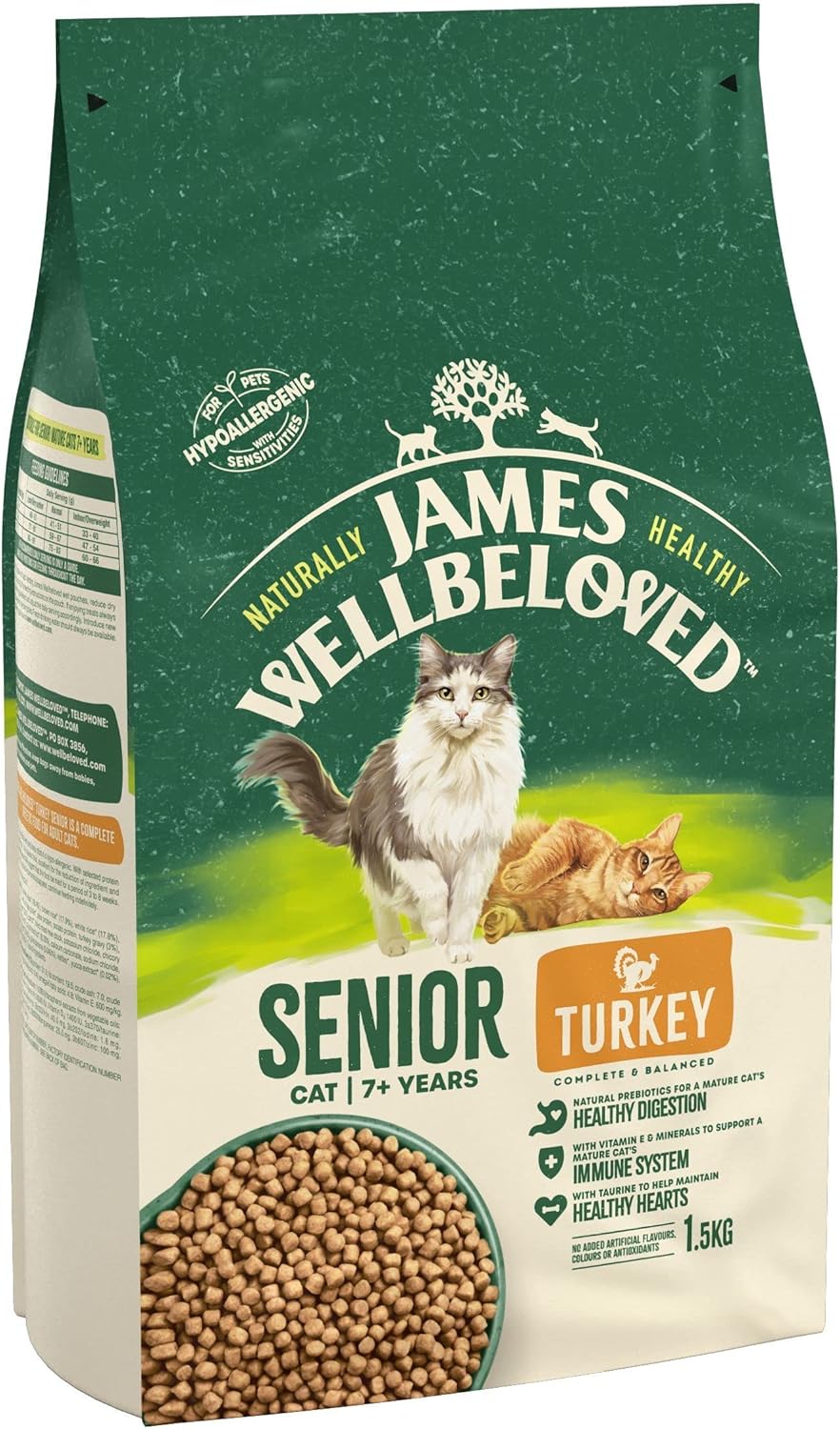 James Wellbeloved Complete Hypoallergenic Senior Dry Cat Food Made With 100 Natural Ingredients