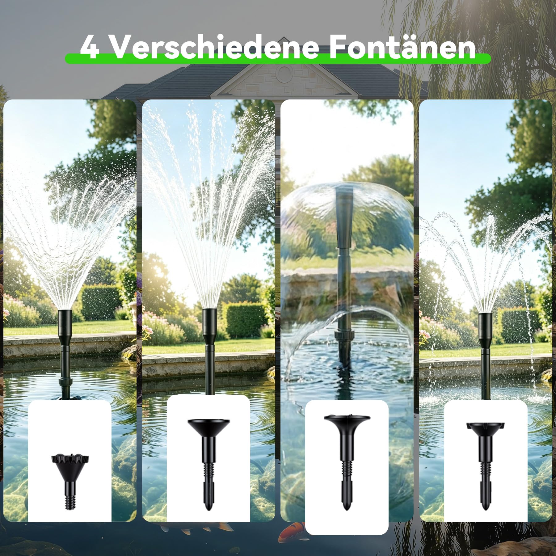 600L/h 8W Garten Springbrunnenpumpe Teichpumpe Wasserspielpumpe Bachlaufpumpe Wasserpumpe Fontäne