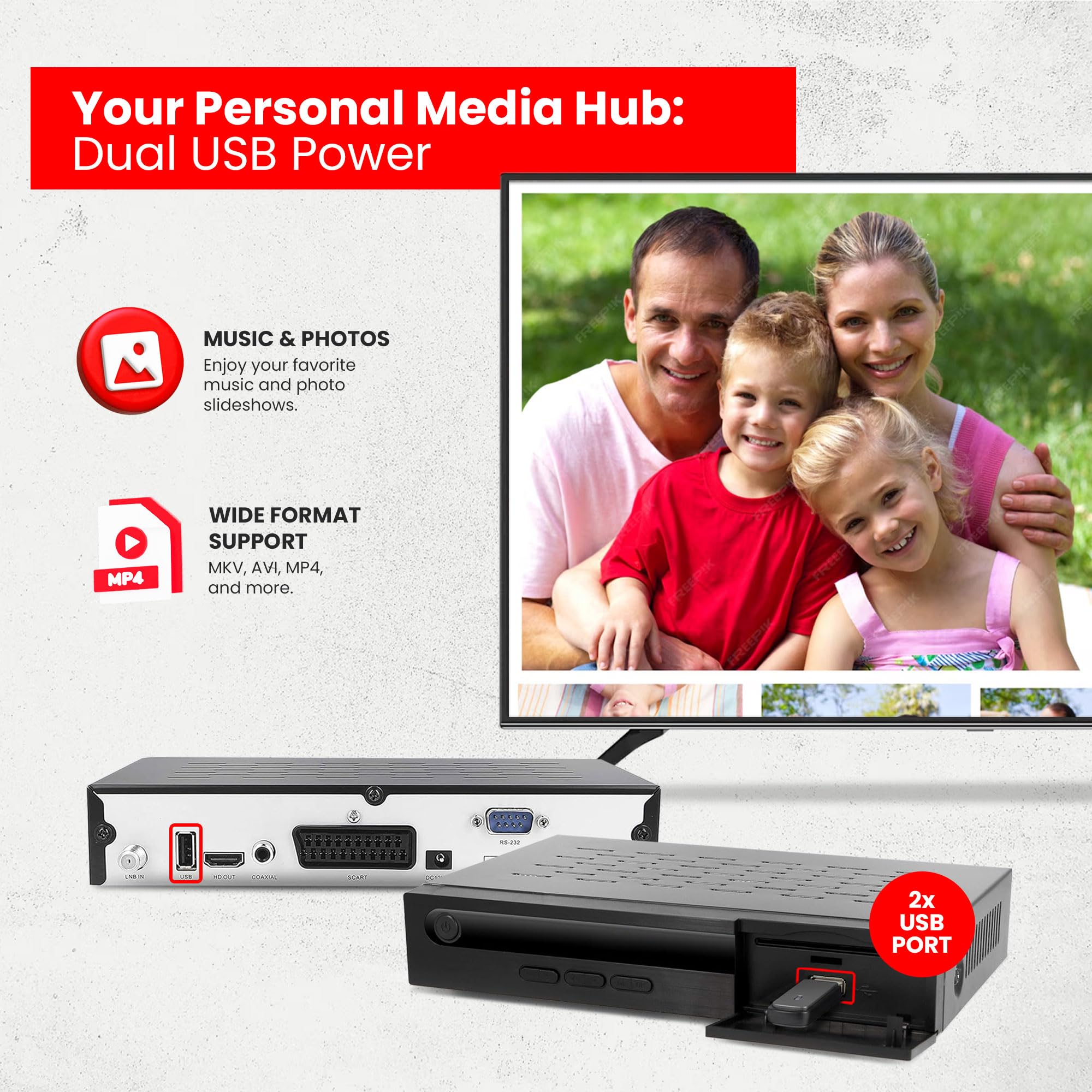 2225 PRO Satelliten Receiver Sat Receiver Digitaler DVBS2 Full HD Receiver (HDMI, SCART, 2X USB) [Vorprogrammiert für Astra, Hotbird und Türksat] + HDMI Kabel, Black
