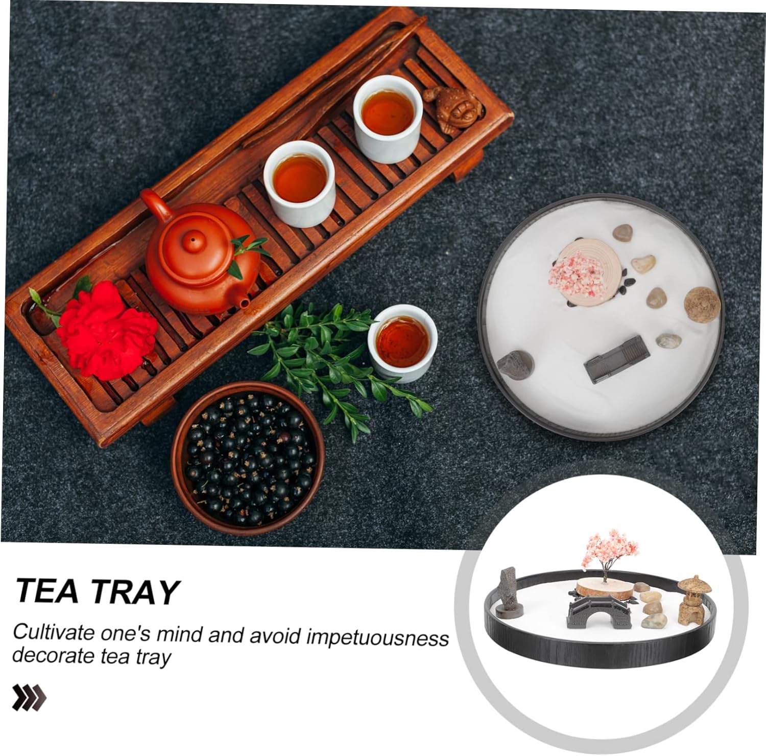 Vaguelly Zen Sand Table Decoration Set for Home and Office Miniature Japanese Zen Garden Accessories for Meditation and Decor Vintage Style Sandbox Artware