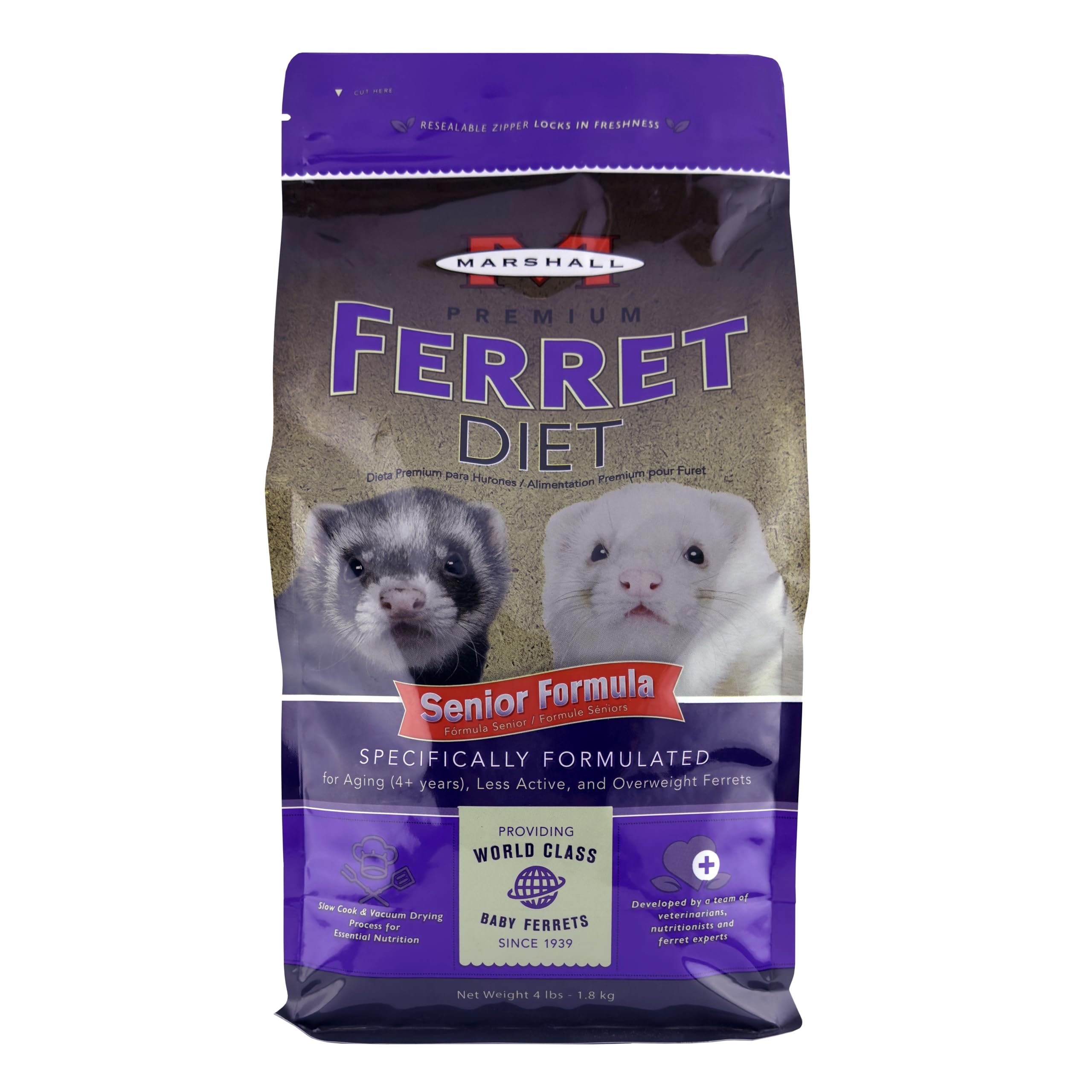 Marshall Premium Ferret Diet Senior Formula – 4 lbs – Supports Digestion, Muscle Health & Vitality – Balanced Nutrition for Aging Ferrets with Essential Nutrients