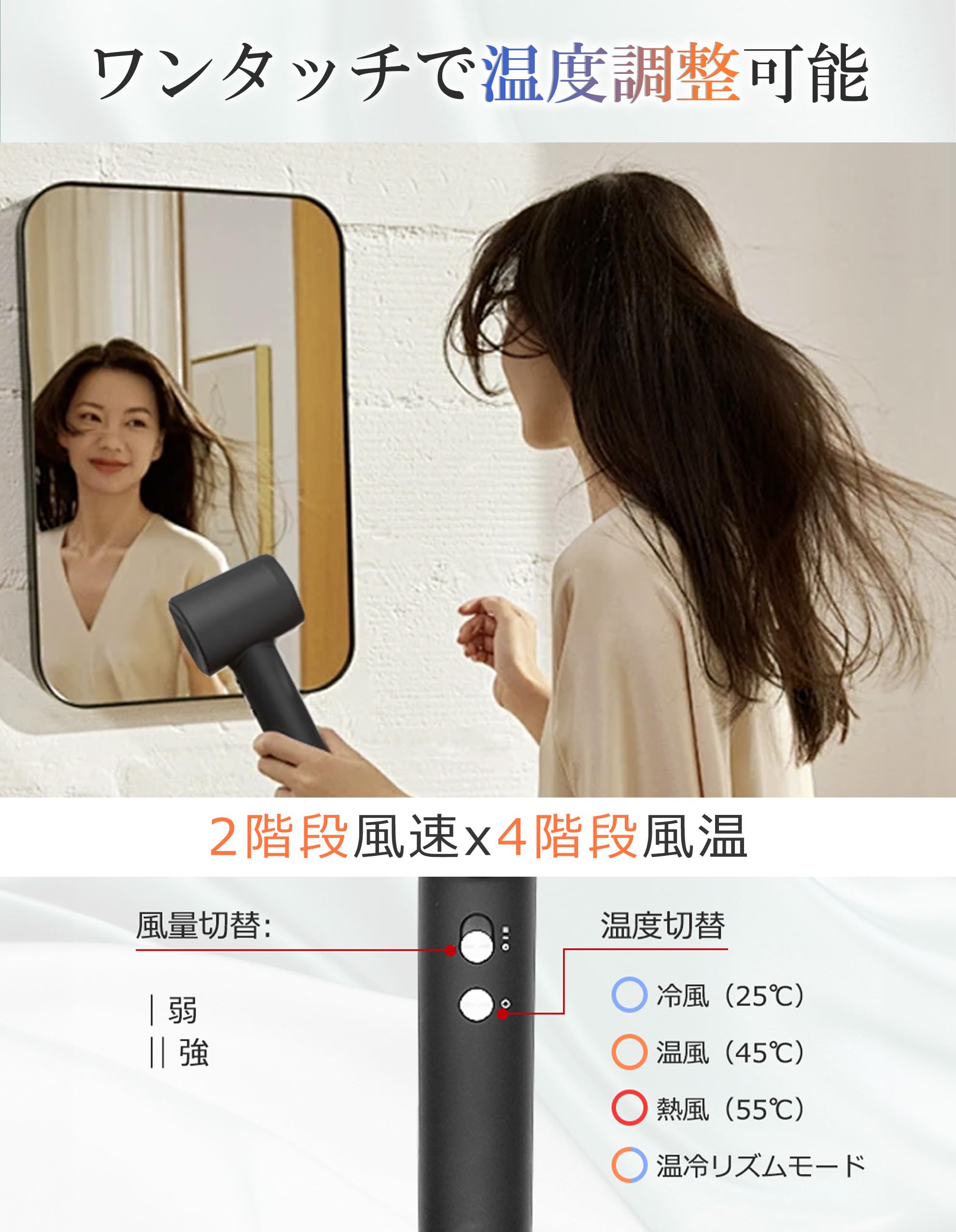 Amazon | 【2025新モデル 2億高濃度マイナスイオン 20s速乾】【SPARK