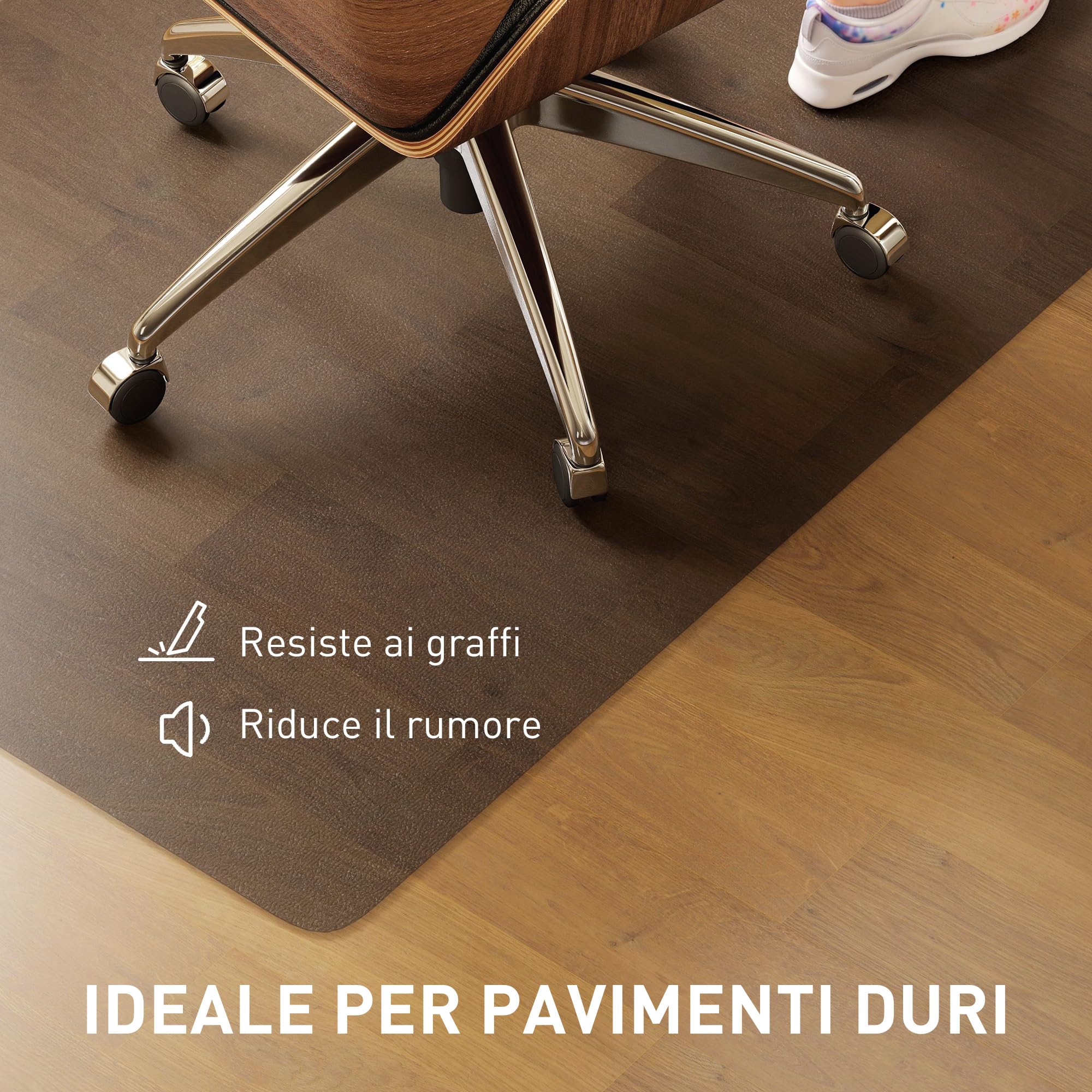 HOMCOM Tappetino Salvapavimento 120x90 cm Nero, Tappeto per Sedia da Ufficio in Plastica