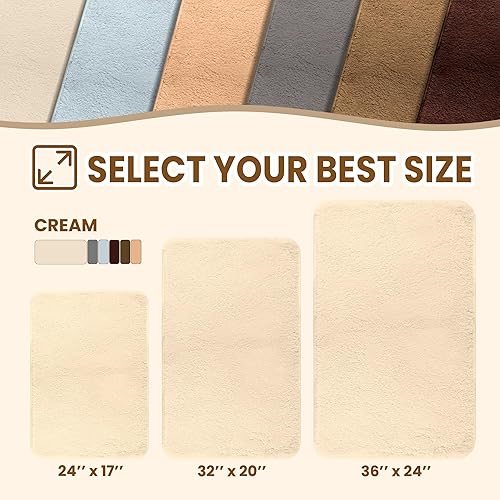 Miniatura 2 de TECHMILLY Tapete de baño esponjoso pequeño de 24 x 17 pulgadas, tapete de microfibra gruesa absorbente con parte trasera de goma antideslizante,