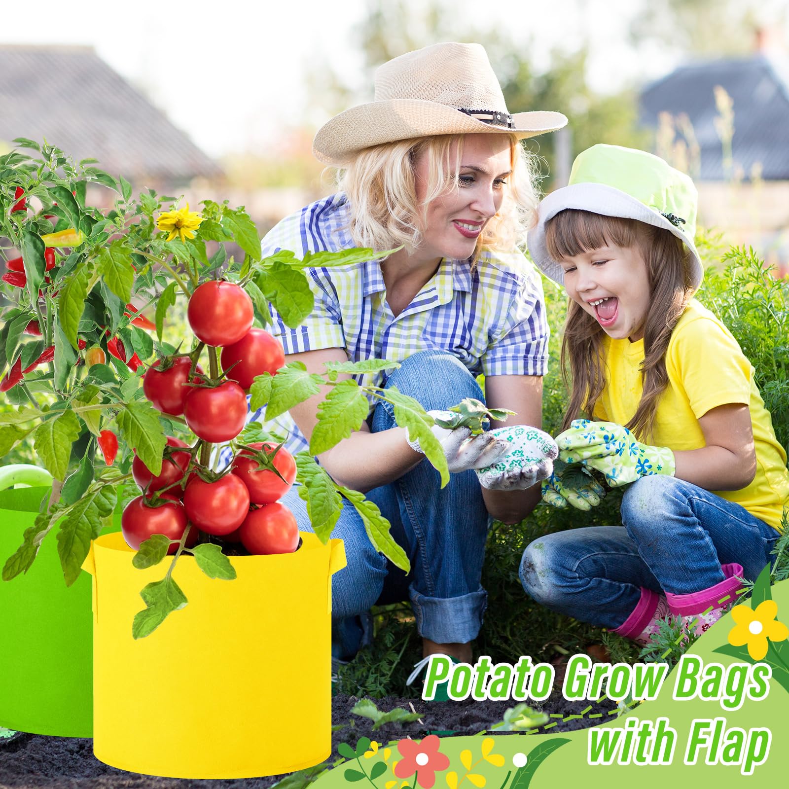 Ziliny Paquete de 20 bolsas de cultivo multicolor para plantas, macetas de tela no tejida con asas, semillas de plantas de jardín, tomate, verduras, flores, bolsas de plantación para jardinería