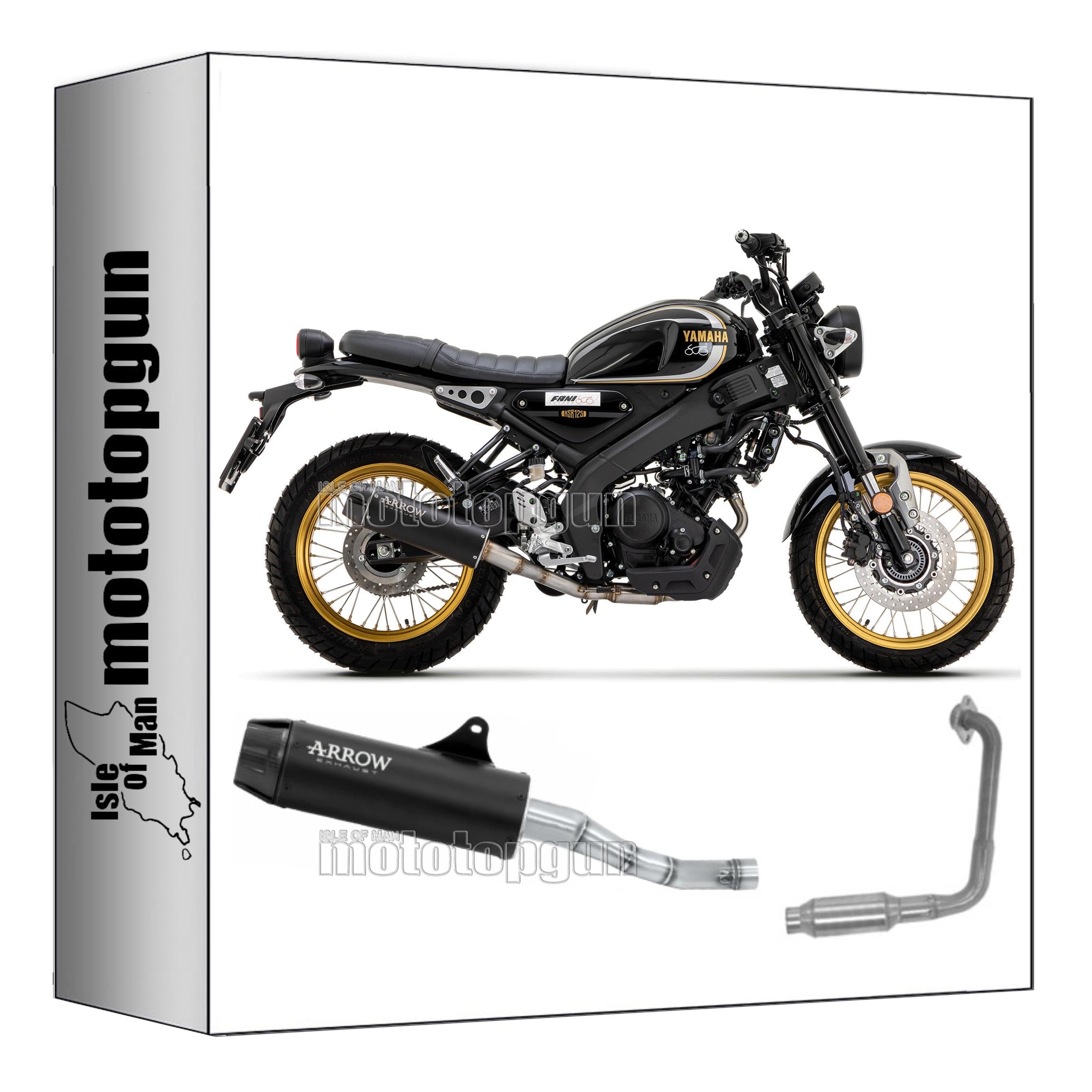 arrow 71948RB + 51019MI ligne complete + collecteur approuve open rebel aluminium noir embout carby compatible avec yamaha xsr 125 2024 mototopgun