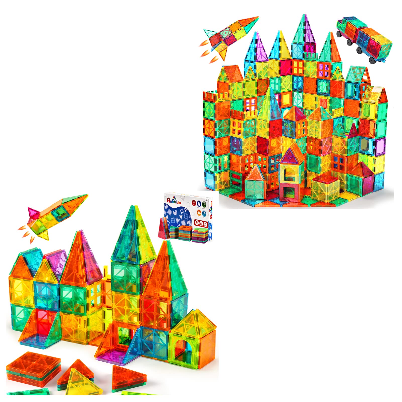 Anbalulu 100PCS Magnetic Tiles Plus 30PCS Magnetic Tiles
