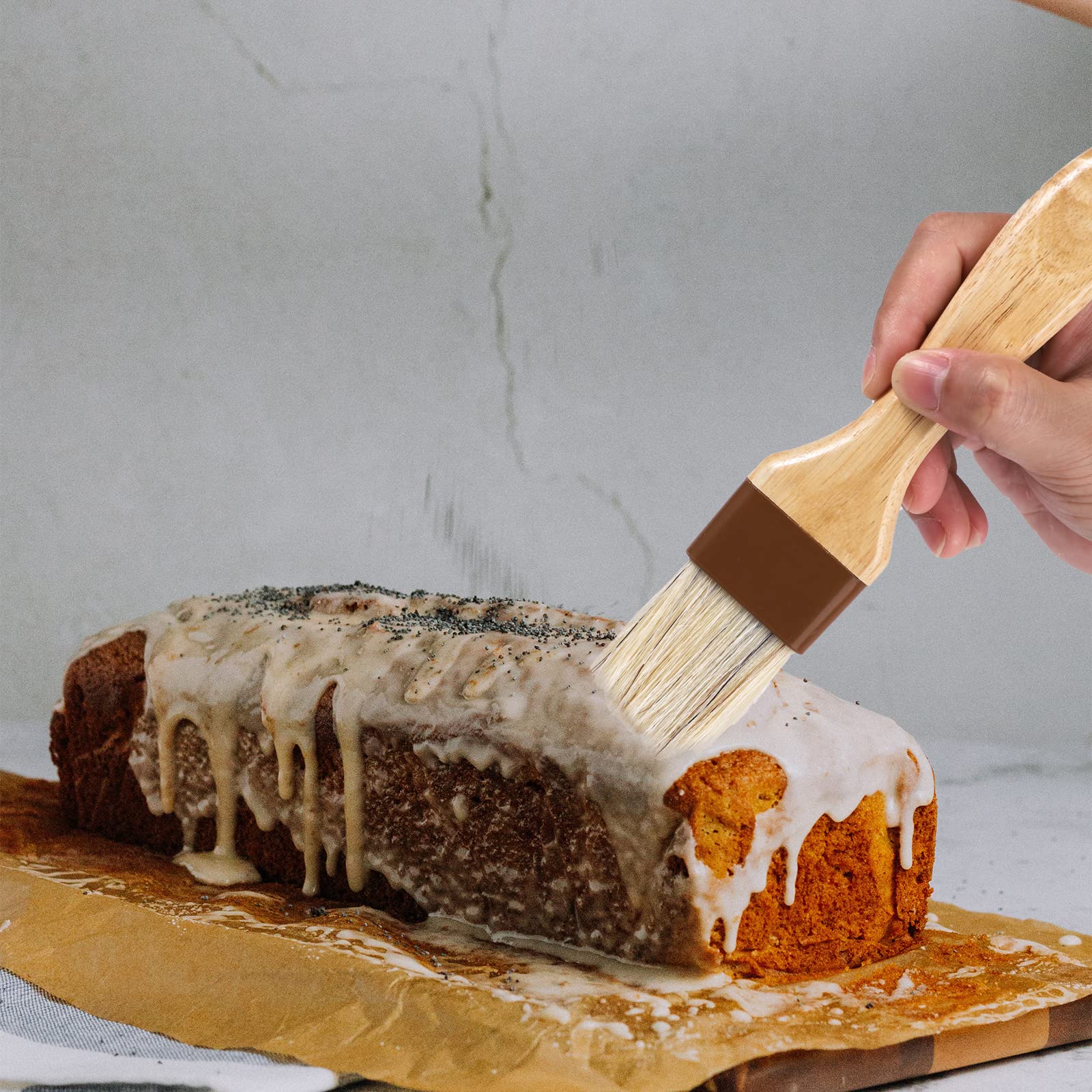 4 Pezzi di Pennelli per Pasticceria, Pennelli con Setole di Cinghiale Pennelli per Barbecue per Salse Pennello per Barbecue Pennello da Cucina Olio Salsa Marinata Spalmata Uova (Piccola + Media)