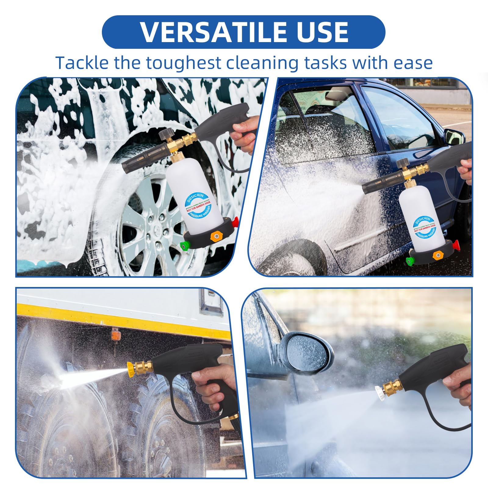 DUSICHIN DUS-018 Foam Cannon Lance Pressure Washer Nozzle Tip Spray Gun 3000 PSI Jet Wash Car Detailing