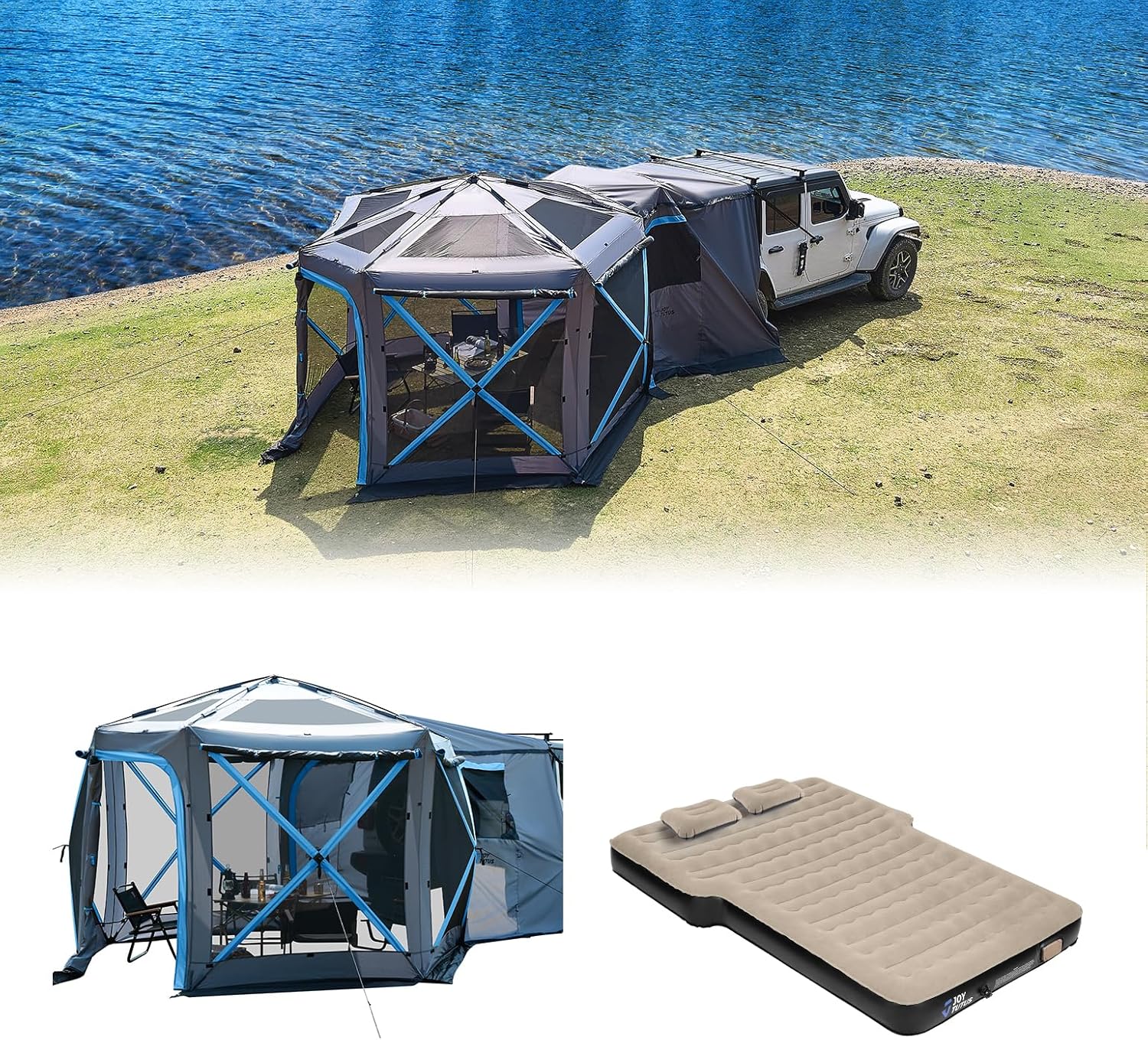 Dual-Use Pop up SUV Tent + Built-in Pump SUV Air Mattress