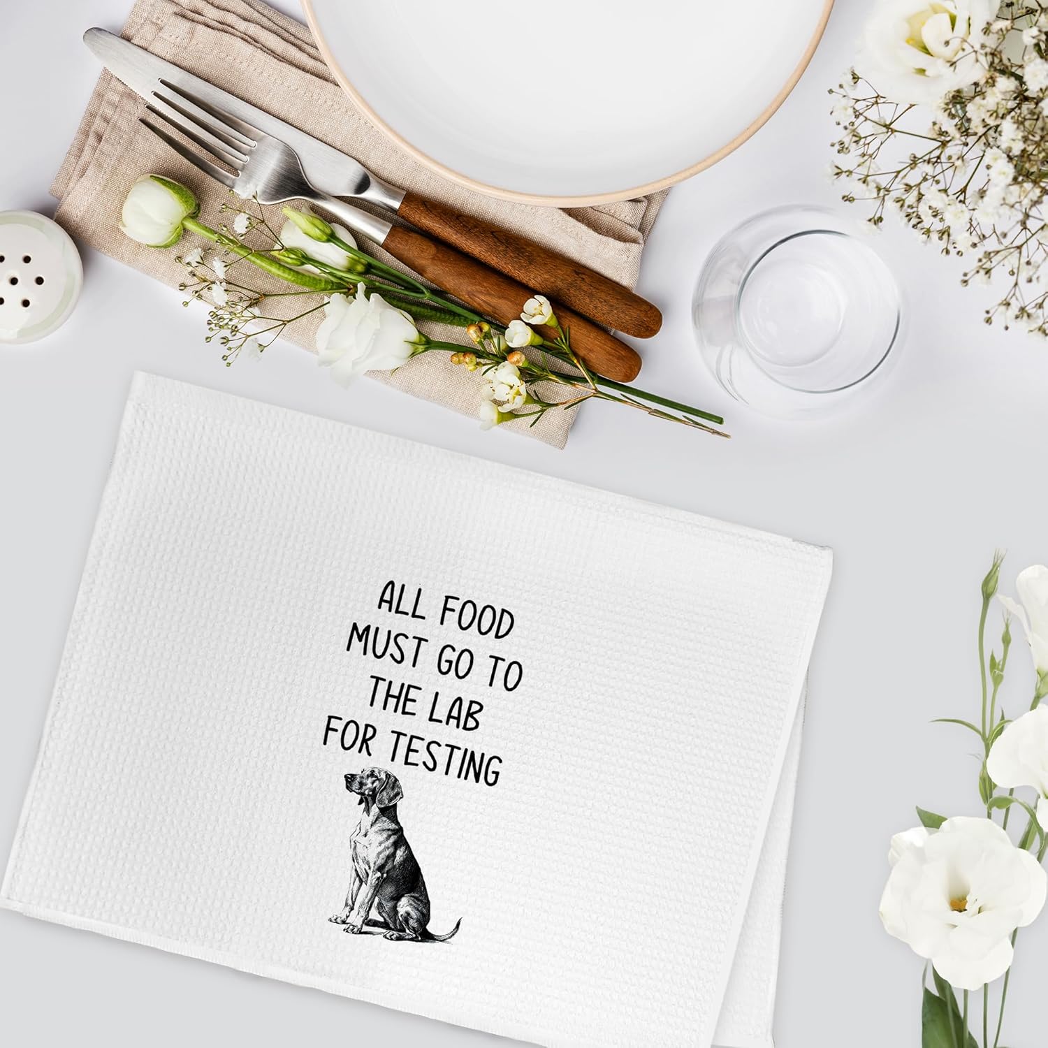 Funny Lab Labrador Retriever Dog Kitchen Towels, All Food Must Go to The Lab for Testing Hand Towels, Labrador Retriever Dog Themed Dish Tea Towel for Kitchen Bathroom Decor, 16x24 Inch - Image 3
