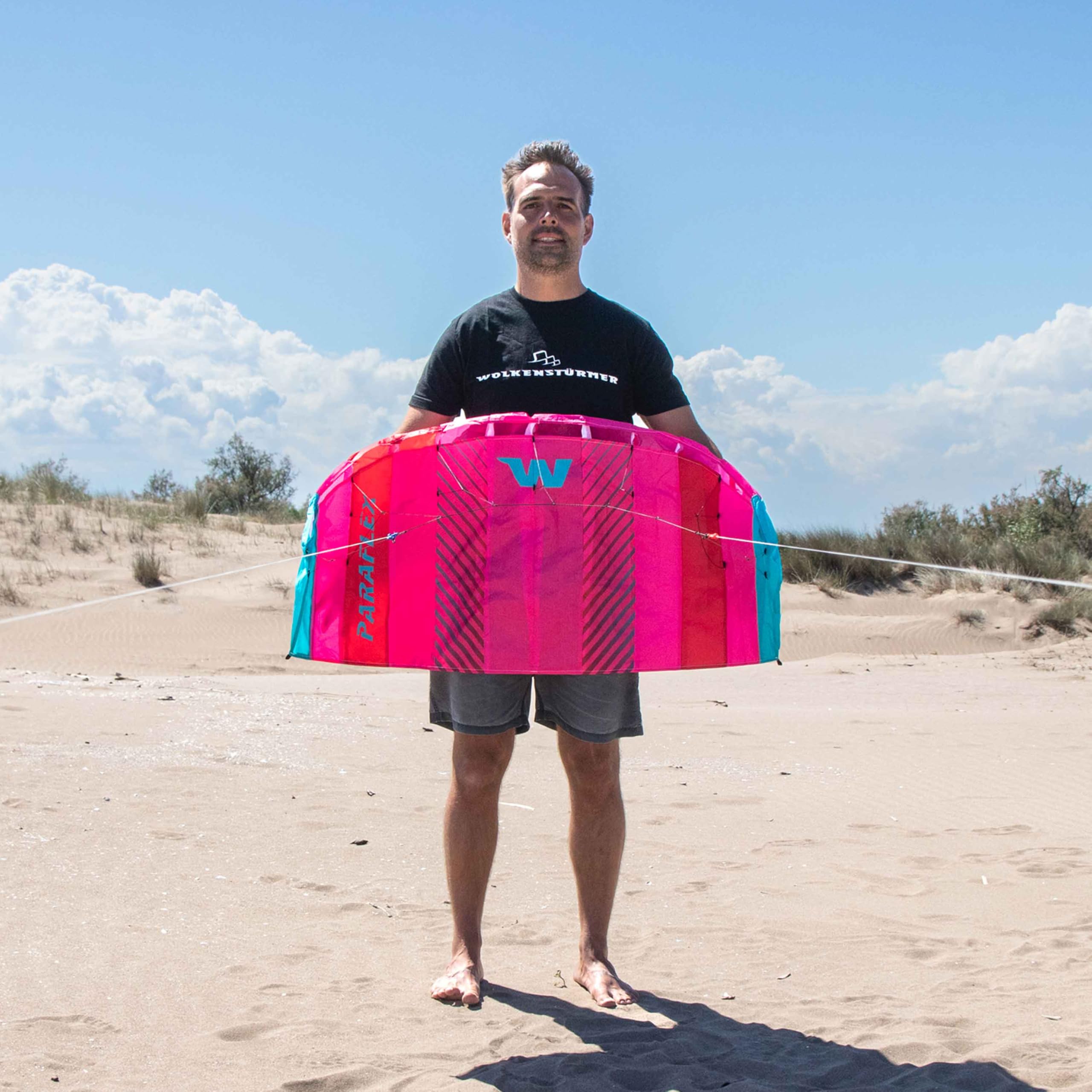 Wolkenstürmer Paraflex Basic 1.2 Cometa Pilotable, Poliéster Ripstop 70D, Rosa, 120 cm, 14 años, 2 líneas 45 kg