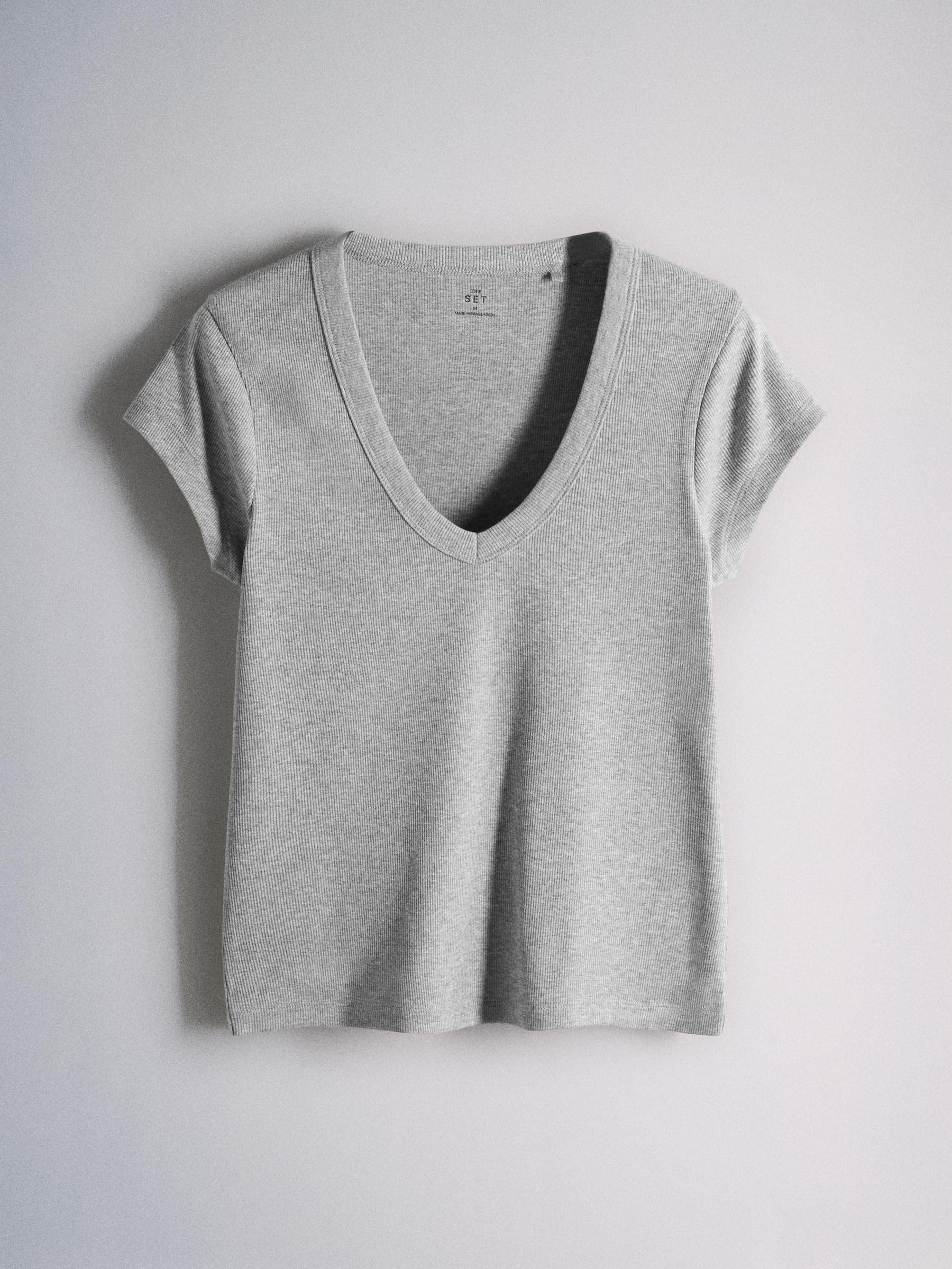THE SET Mujeres Pack de 5 Camisetas con Manga Japonesa y Cuello de Pico