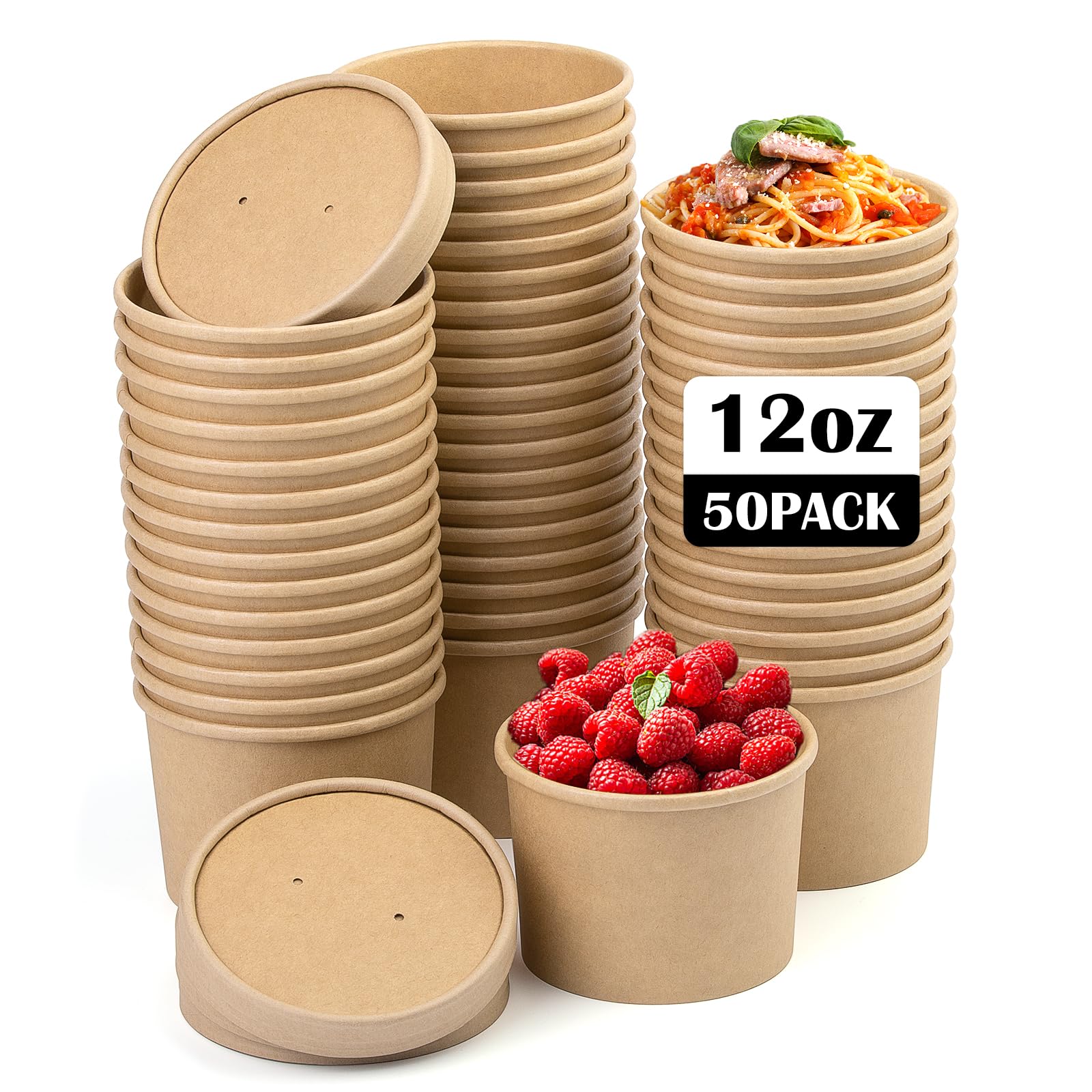 BUOKKON 50 Pack Ice Cream Containers, Soup Containers