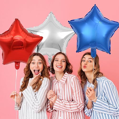 Miniatura 54 de KALOR Globos de Mylar de estrella rosa intenso de 18 pulgadas, 10 globos de helio en forma de estrella para bodas, baby shower, decoraciones de Rosa