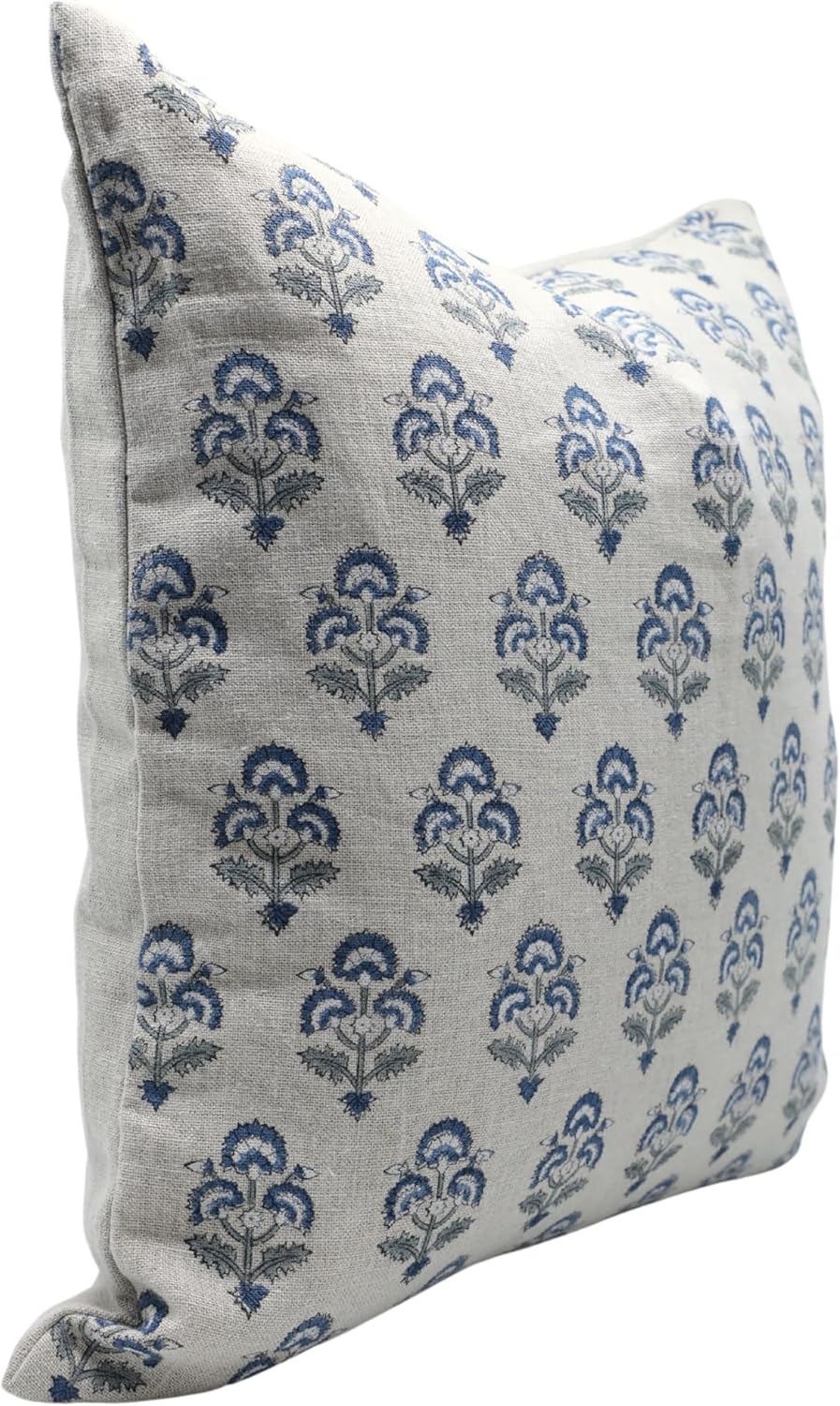 Handcraft Block Print 26X26 Throw Thick Linen Hidden Zipper Pillowcase Cushion Cover, Summer Decoration for Sofa, Couch, Bed, Home Décor, Balcony, Office, Farmhouse,Traffic Light, White