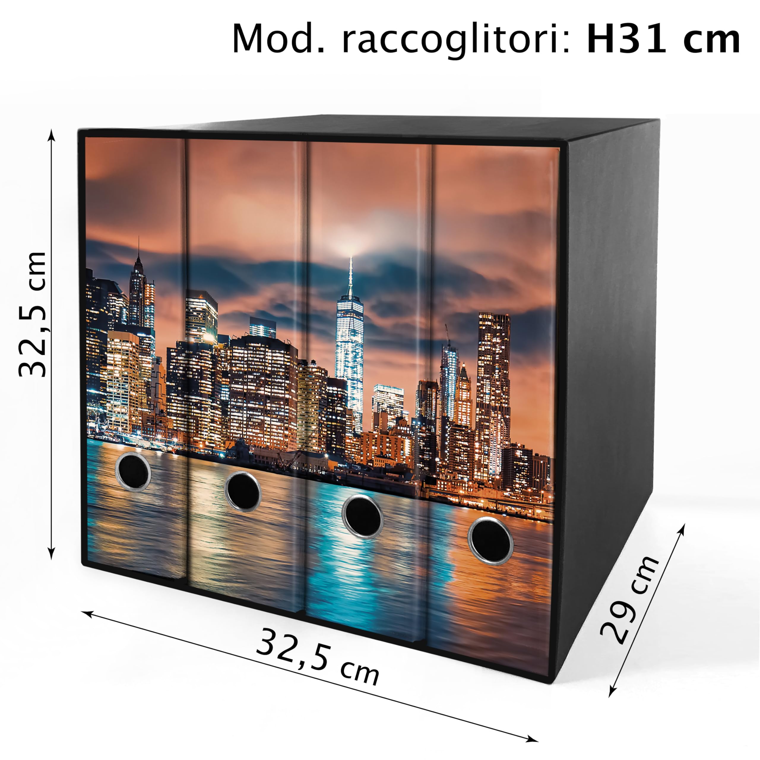 Set da 4 raccoglitori ad anelli - NEW YORK (H31 cm con 2 anelli)
