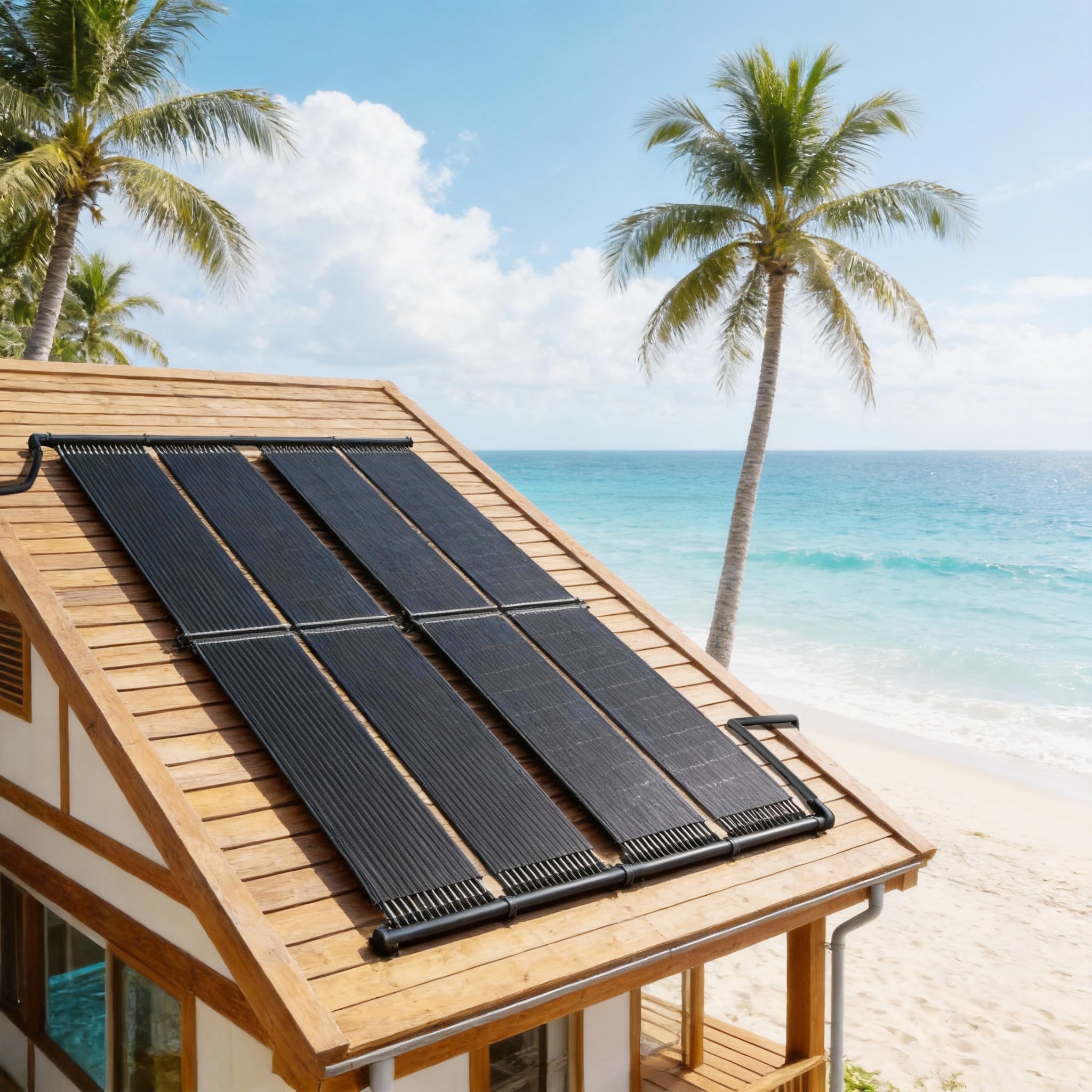 LZQ Solar Poolheizung Set 400x70 cm, Solarheizung Solarkollektor Pool Schwimmbad Solarabsorber Warmwasser mit Schlauchschellen & Rohrverbindern, modular, Heizmatte Solarmatte Sonnenkollektor