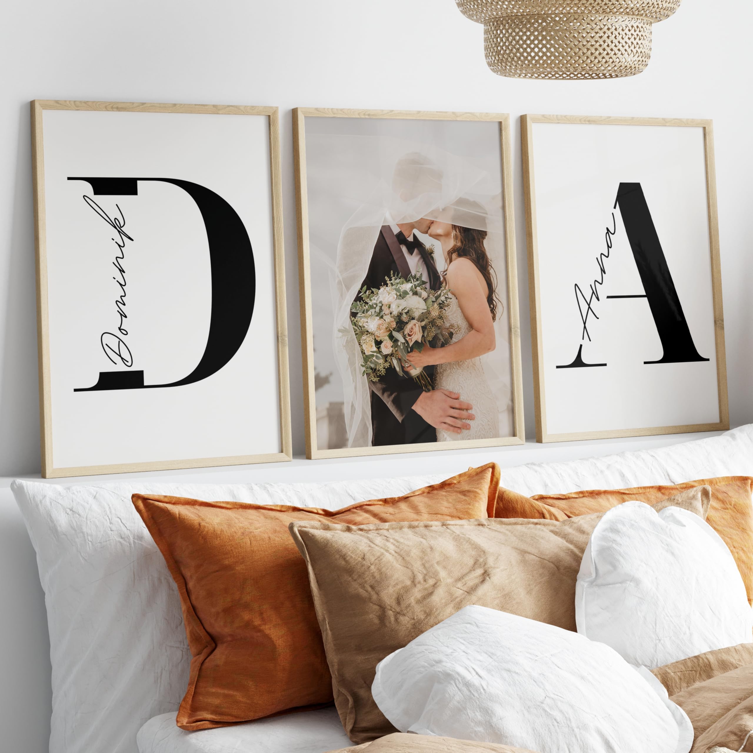 Little Mathilda Personalisierte Poster 3er Set Bilder – Hochzeitsgeschenk personalisiert, Jahrestag Geschenk für Ihn Wanddeko Wohnzimmer, Fotogeschenke personalisierte Geschenke (3er Set 70x50cm)