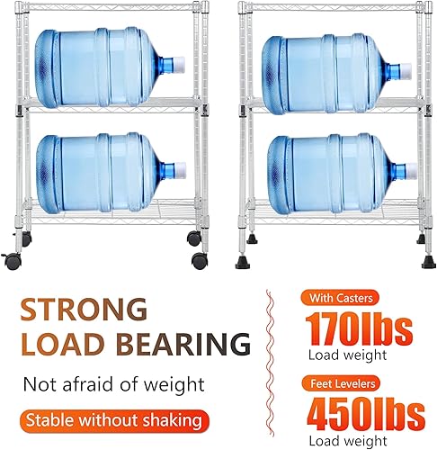 Miniatura 6 de BestOffice Estantería de alambre ajustable de 3 niveles, estantería resistente con ruedas para lugares pequeños, cocina, garaje, balcón, cromado