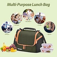 Vista 5 de Tirrinia Bolsa de almuerzo para mujeres y hombres, lonchera aislada, bolsa térmica duradera con correa ajustable para el trabajo, oficina, picnic