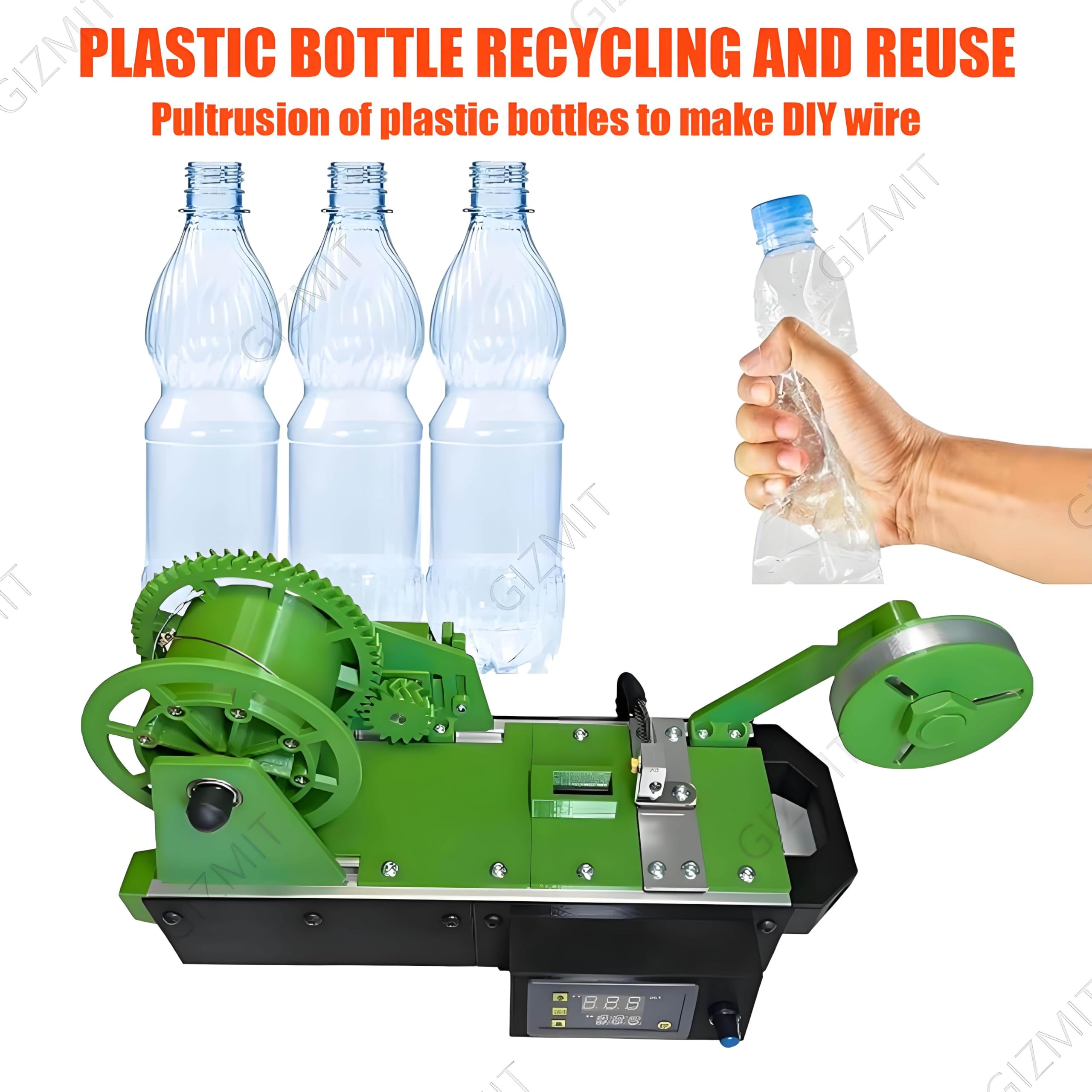 Riciclatore di Bottiglie Stampato in 3D, filamento di Bottiglie di plastica pultruse, estrusori per Stampante 3D con Display Digitale, Temperatura e velocità Regolabili, per Famiglie Green