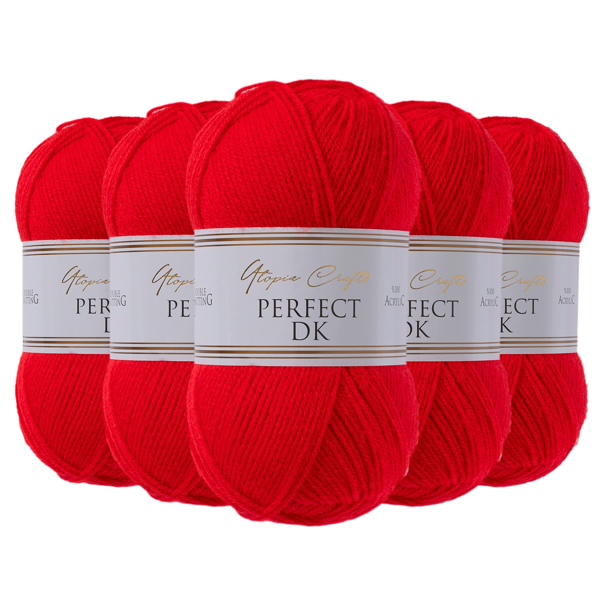 Utopia Crafts DK Double Knitting Yarn 5X 100g (Scarlet)