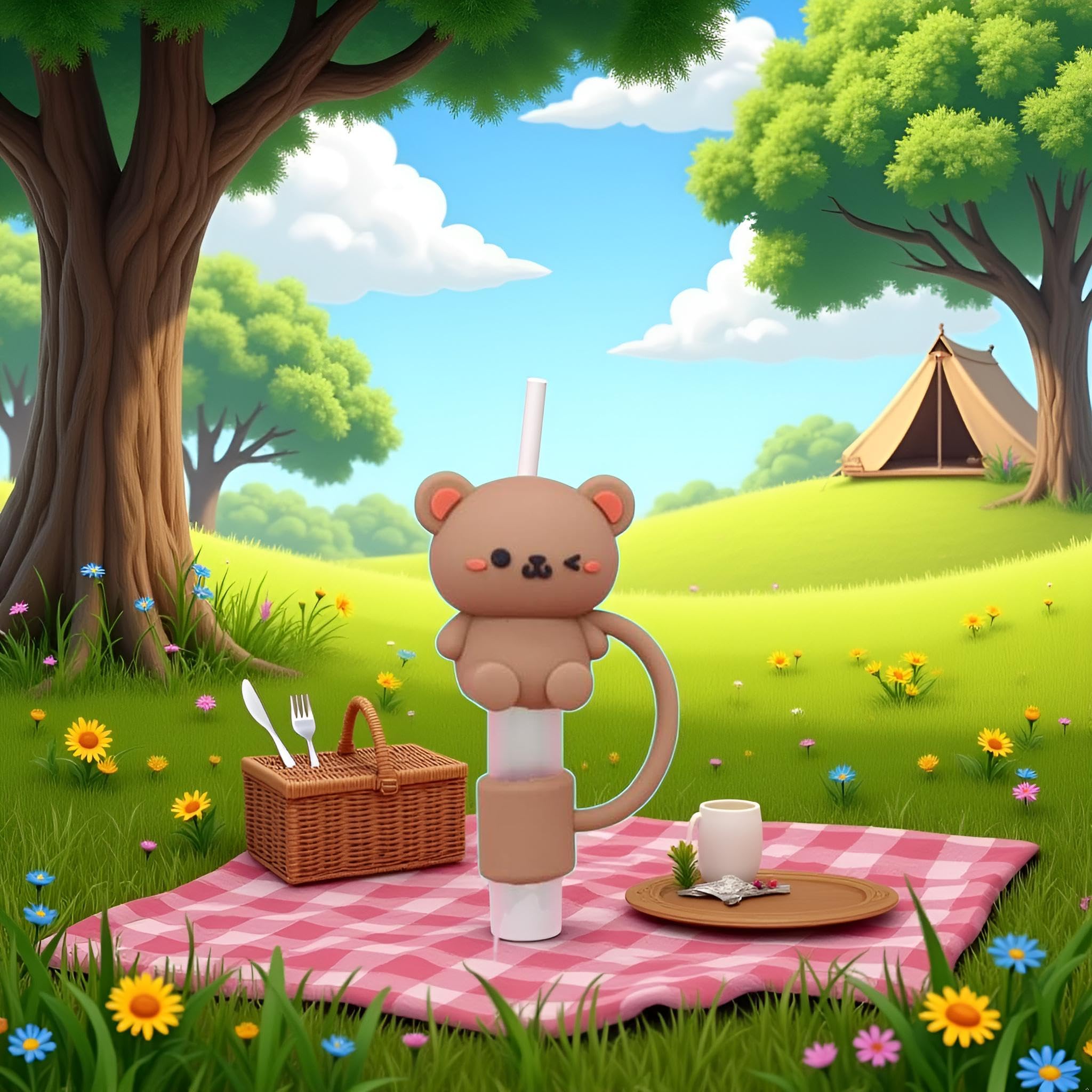 Housse De Paille En Forme D'ours En Peluche Pour Tasse Stanley De 10 Et 887