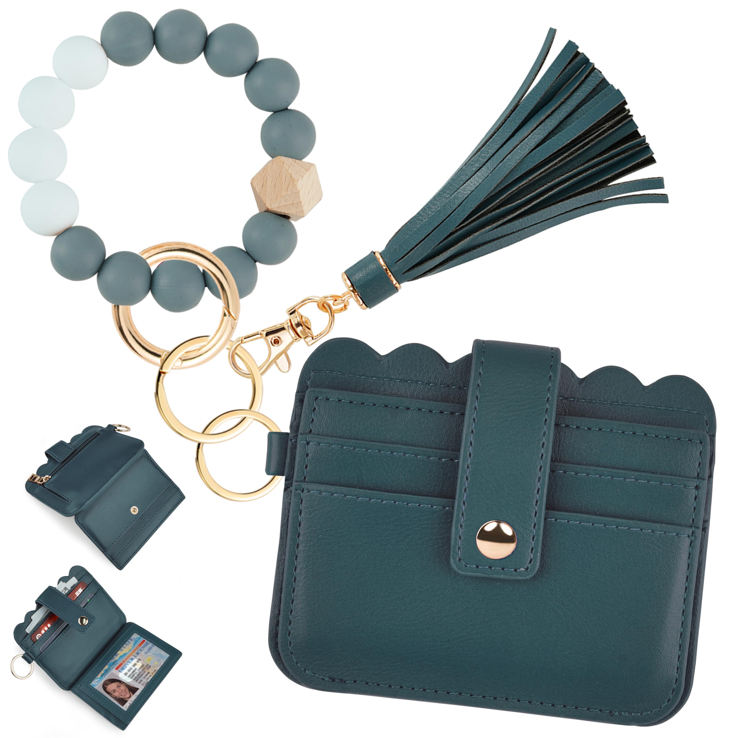 Wristlet Wallet for Women with Keychain – RFID Card Holder Small Wallet Wristlet with Key Ring