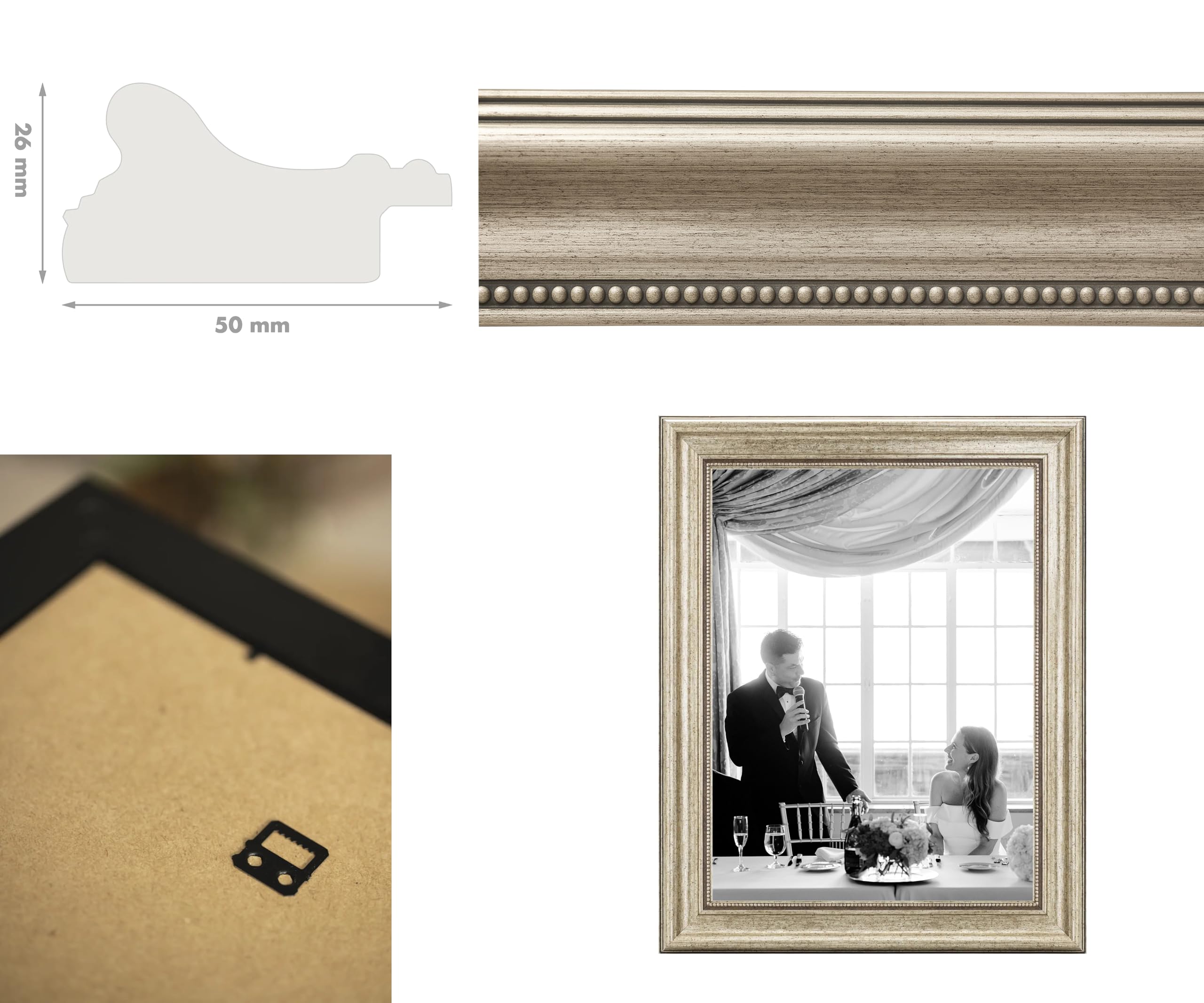 CABBEL Fotolijst 30x40 cm Goud - Set van 3 - Barok Vintage Antieke Lijst - Voor Fotos, Posters en Certificaten - Acrylglas - Decoratief voor Woonkamer, Kantoor of Galerie