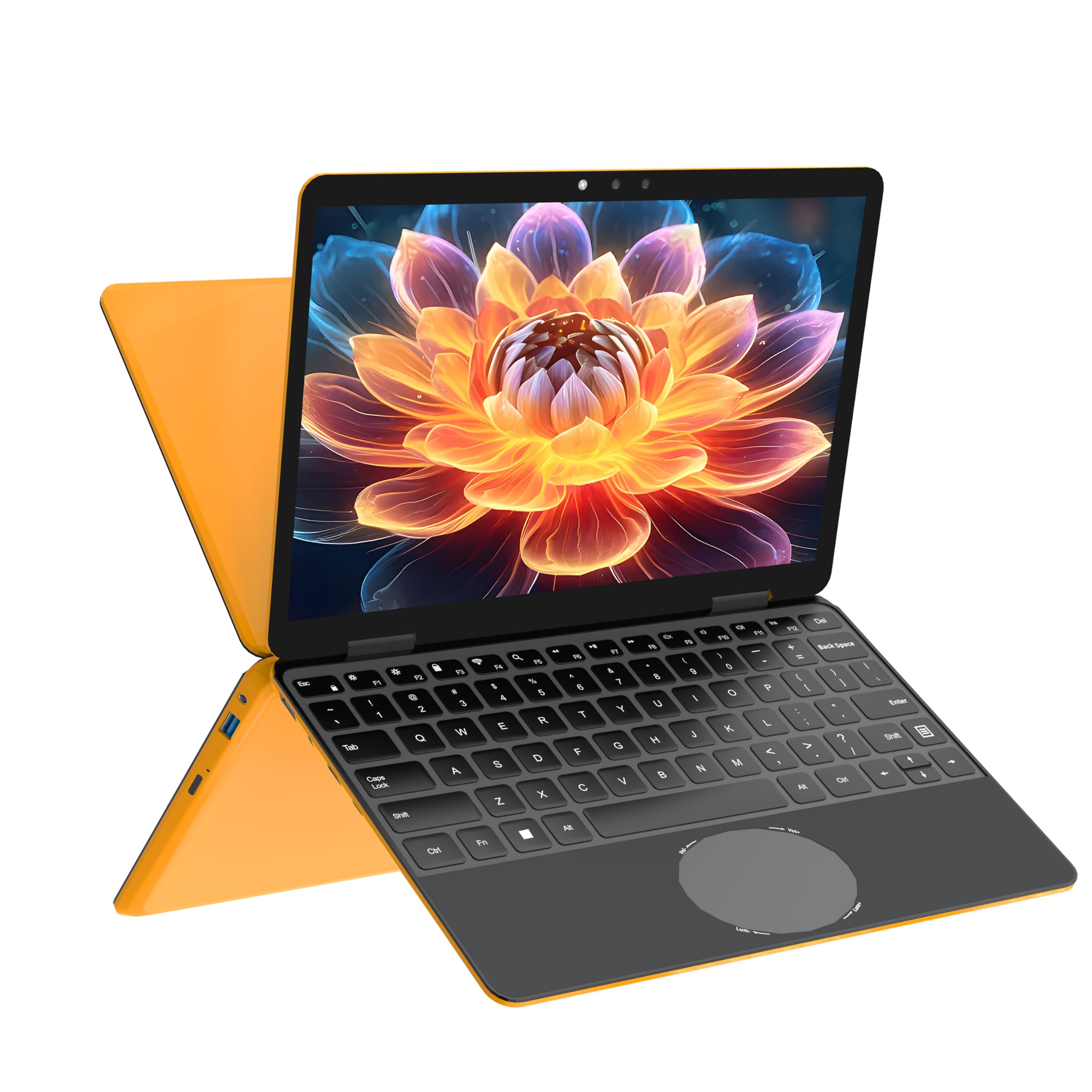 Amita 11" 2-in-1 Touchscreen Rosa Laptop, N100 Quad-Core Prozessor, 16GB RAM 512GB SSD, Gesichtserkennung, FHD IPS, 360° Klappbar (Gelb, 16GB RAM | 512GB SSD) | 360° Convertible Notebook, FHD 1920 × 1200, Hintergrundbeleuchtete Tastatur, USB-C, WiFi 5