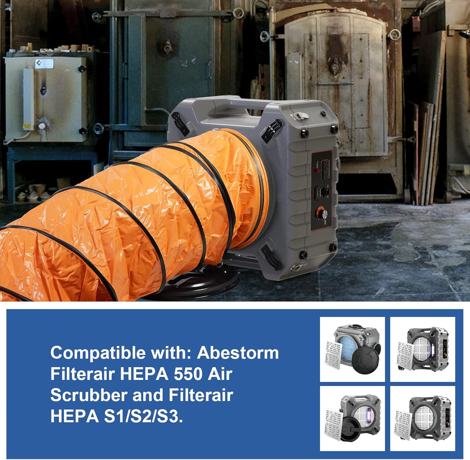 Abestorm 16" PVC Flexible Duct Hose for Filterair HEPA 550 Air Scrubber and Filterair HEPA S1/S2/S3, Easy Storage (16 Inch x 16.4 Feet, Inlet)