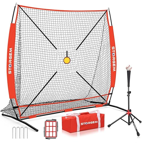 Storgem 6'X6' Baseball Softball Practice Net, Portable Baseball Net for
