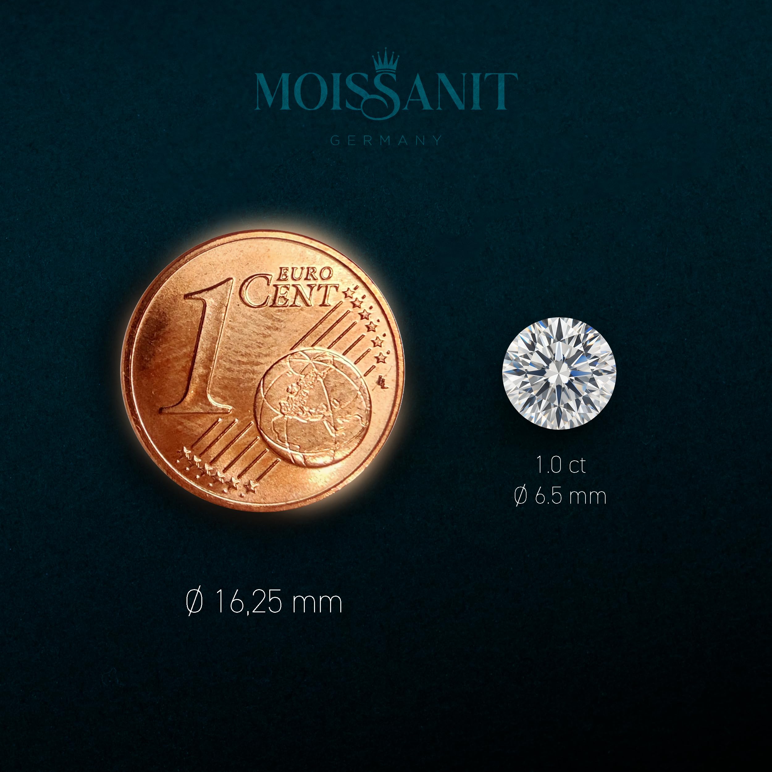 Moissanite VVS1 con Certificato Gra - Pietra Preziosa 6,5 mm, Taglio Brillante, 1 Carato