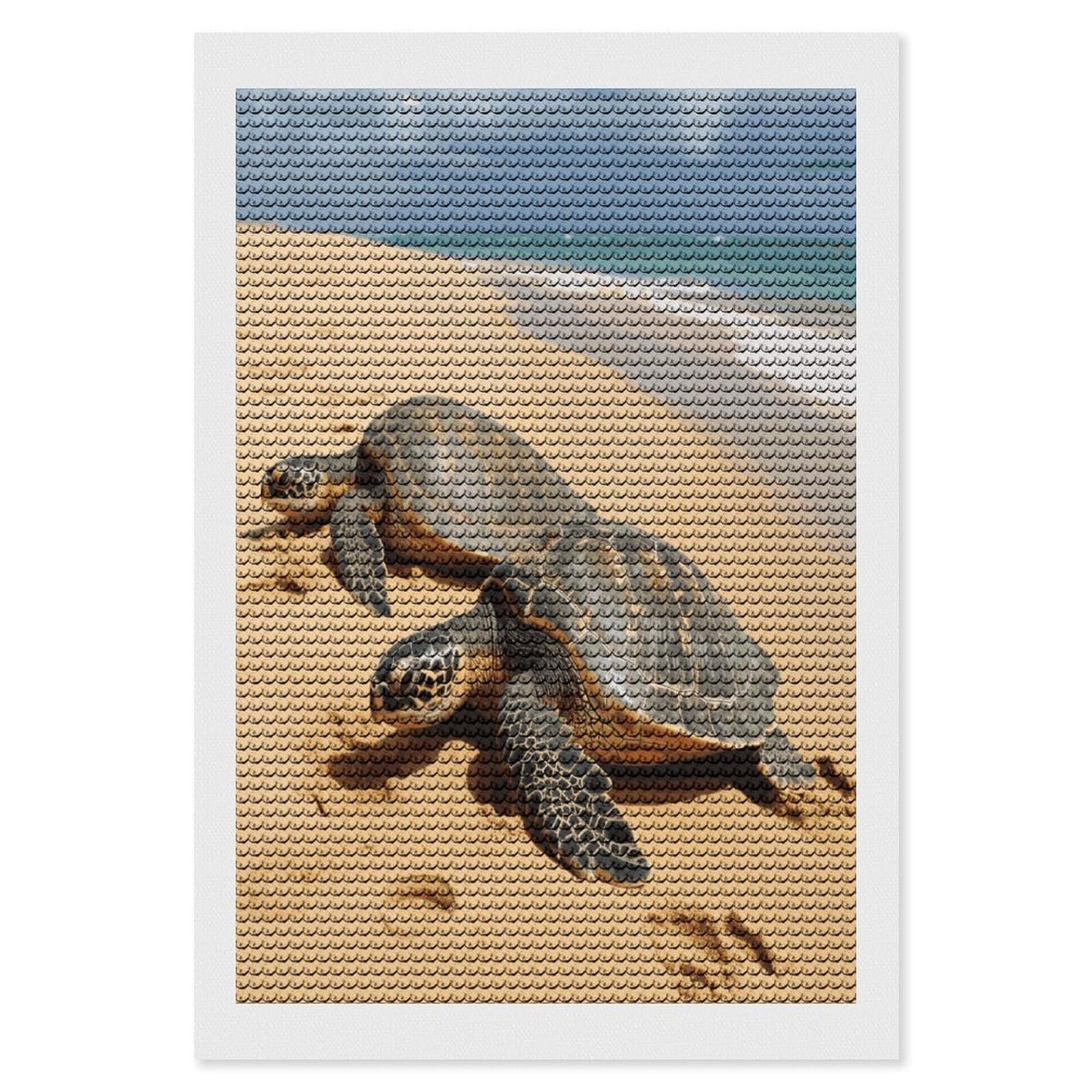 FekiLoot Turtles on The Beach Diamond Art Kits for Adults Diamond Painting Kits for Beginners DIY Diamond Art Kits Round Full Drill Diamond Dot Gem Painting for Home Wall Decor Gift 8"x12"