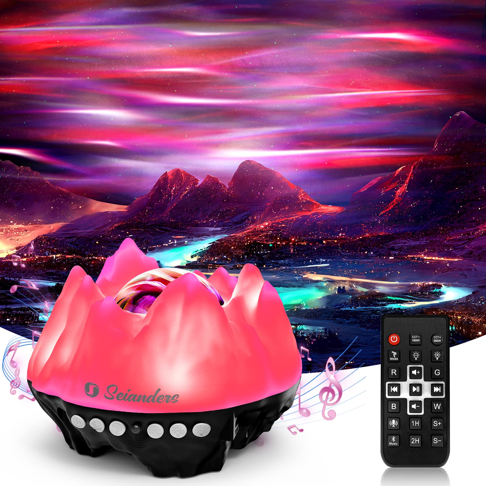 Night Light Star Projector, Seianders Aurora Projector for Bedroom, Galaxy Light Projector with Bluetooth Music Speaker & White Noise, LED Bedside Lamp for Kids Adults, Home Decor, Ceiling, Party