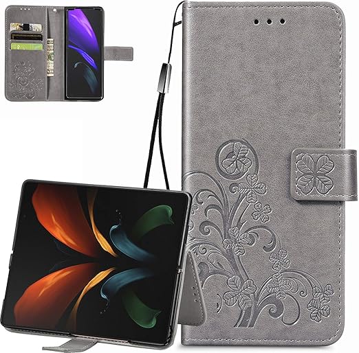 Amazon Com Samsung Galaxy Z Fold 2 5g Wallet Phone Case Four Leaf Clover Embossed Pu Leather Flip Phone Case With Card Holder Stand Magnetic Closure Bumper Drop Cover For Samsung Galaxy Z Fold