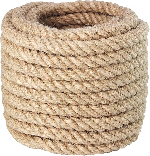 Miniatura 8 de Cuerda de manila de 1-14 pulgadas x 100 pies, cuerda de manila trenzada gruesa de yute de 1.25 pulgadas para paisajismo, manualidades, deportes,