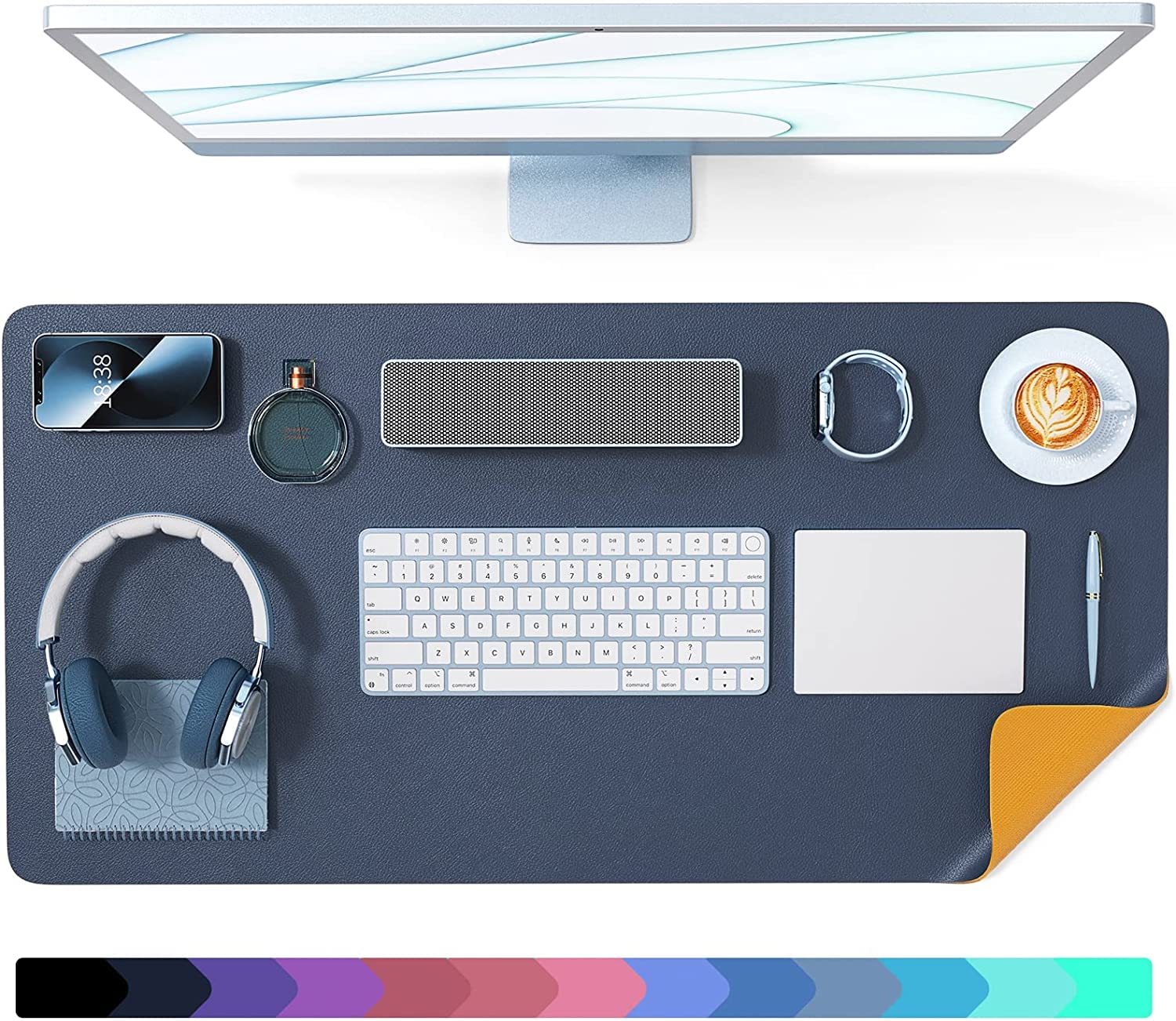 SWILAK Desk Mat, Desk Pad, Mouse Pad, Non Slip Suede & PU Leather Desk Mat On Top of Desk, Desk Pad Protector, Desk Pad for Keyboard and Mouse Writing Mat for Office and Home (Nevy Blue, 80 * 40) (B0BXL7RP7D) Amazon Price History, Amazon Price Tracker