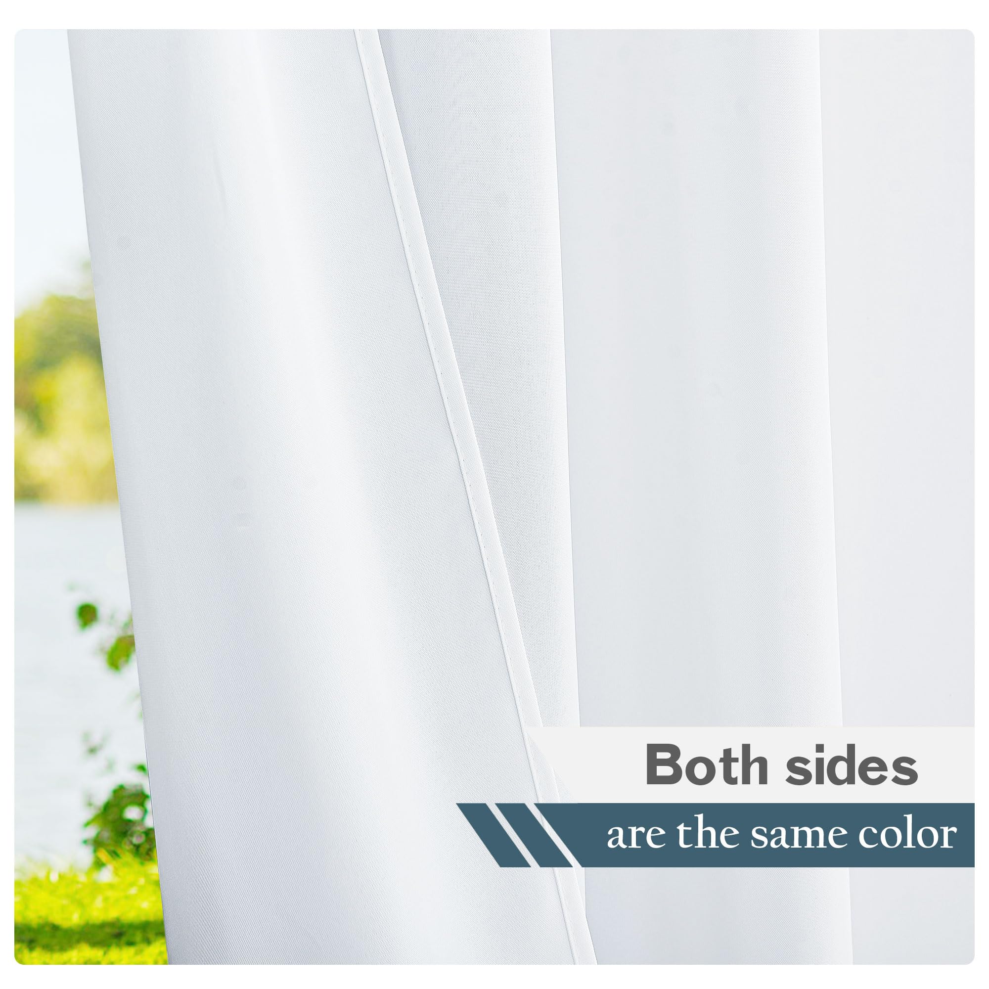 PONY DANCE Rideau Extérieur Terrasse - Rideau Impermeable avec Pattes Réglable Isolation Thermique Lumière Bloquer pour Pergola Jardin Patio, L 140 x H 240 cm, Blanc, 2 PCs