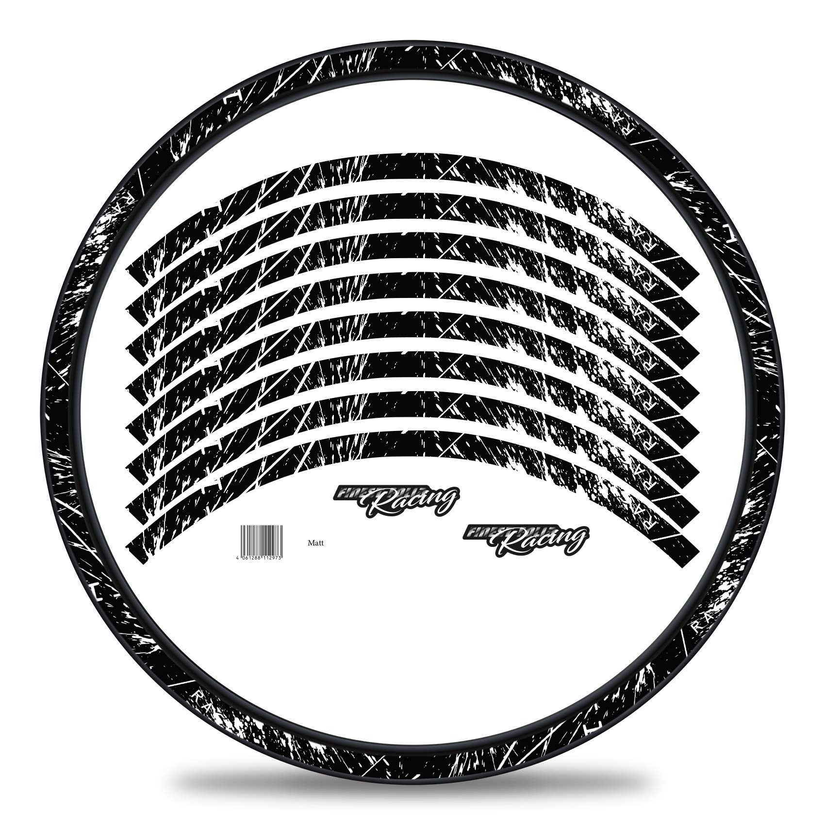 Finest Folia Set di 16 adesivi per cerchioni per cerchioni da bicicletta in design da gara Set completo per 27 pollici 29 pollici per bici da strada, mountain bike, MTB, bilanciatrice RX025 (Bianco