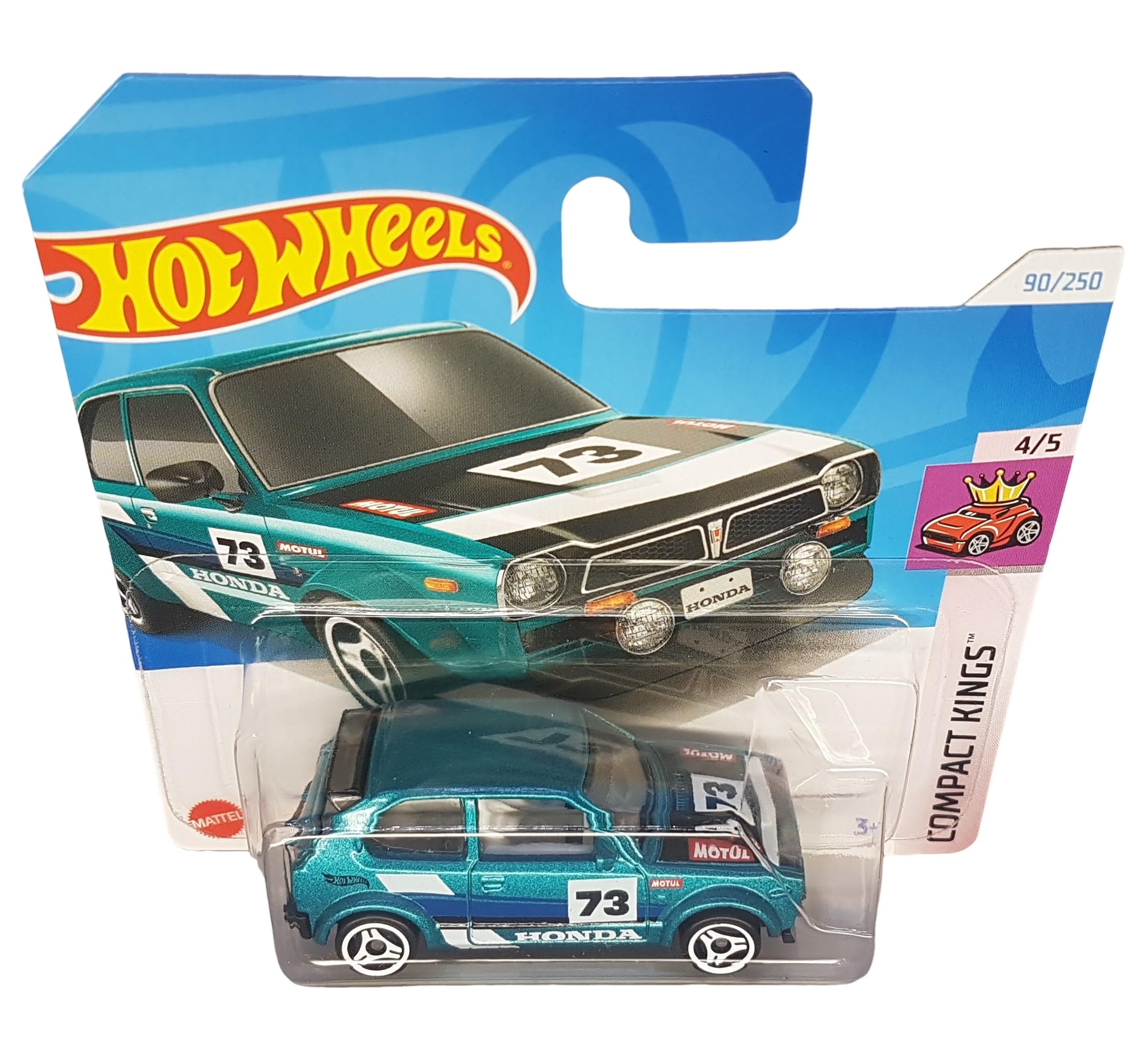 Hot Wheels - '73 Honda Civic Custom - Compact Kings 4/5 - HTD62 - Short Card - Motul - Turquoise Metallic - Mattel 2024-1:64 - Image 2