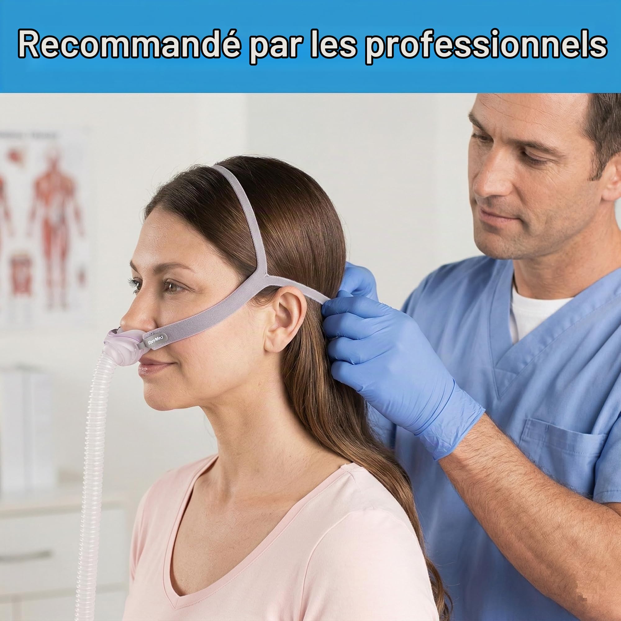 Sangle de harnais CPAP compatible avec le masque CPAP ResMed AirFit P10 (masque non inclus) - Sangles pour AirFit P10 - Sangles de masque pour masque oreiller CPAP P10 - CPAP Headgear AirFit P10
