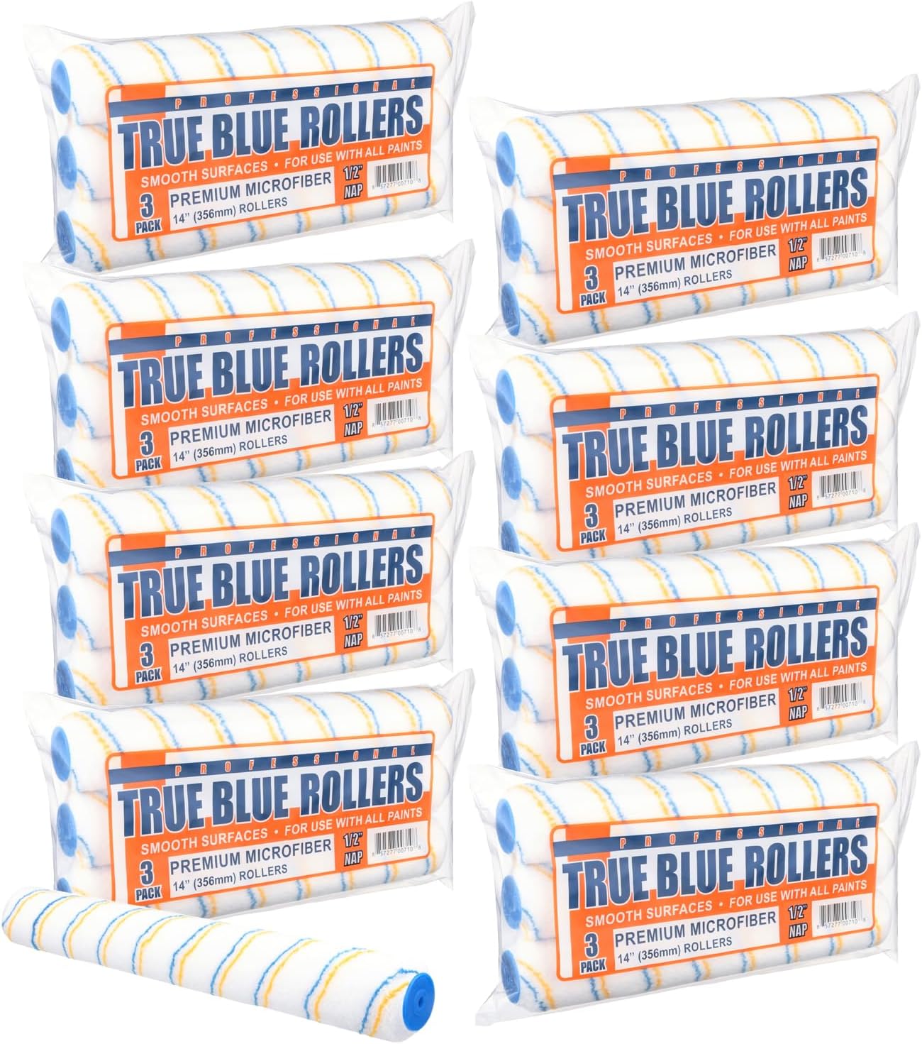True Blue 14" Professional Paint Roller Covers, 14 Inch, Best for All Types of Painting Surfaces, Refill Bulk Pack (24, 1/2" Nap)