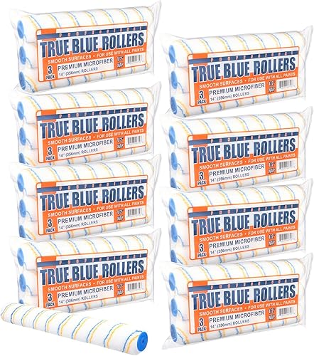 Miniatura 9 de True Blue Cubiertas de rodillo de pintura profesional de 14 pulgadas, 14 pulgadas, mejor para todo tipo de superficies de pintura, paquete de