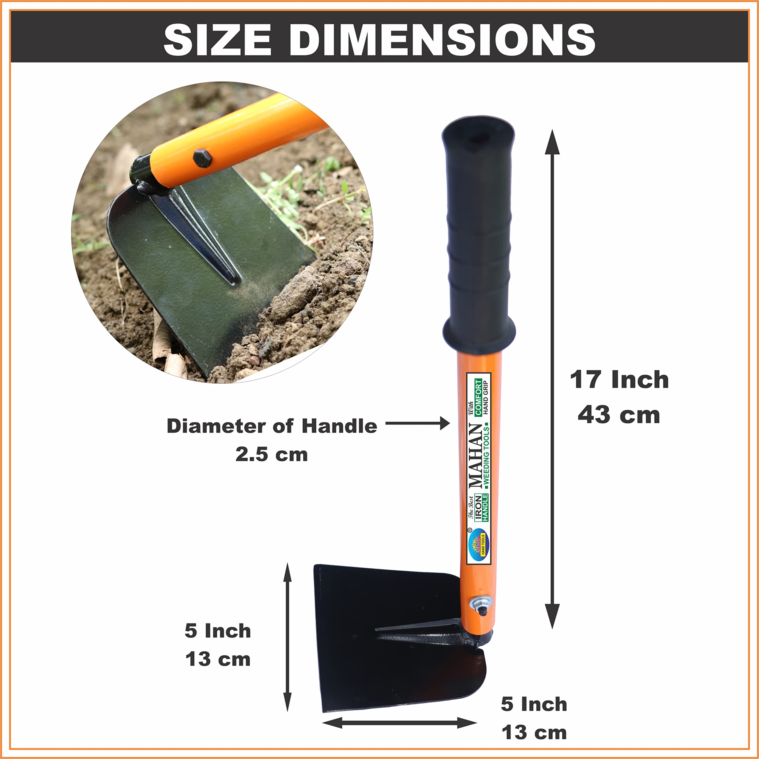 MAHAN HAND TOOLS Manual Single Broad Hoe Fork Heavy Duty Weeding Tool/Garden Tool Fork with Handel | Sharp, Strong, Durable Material - Image 2 thumbnail