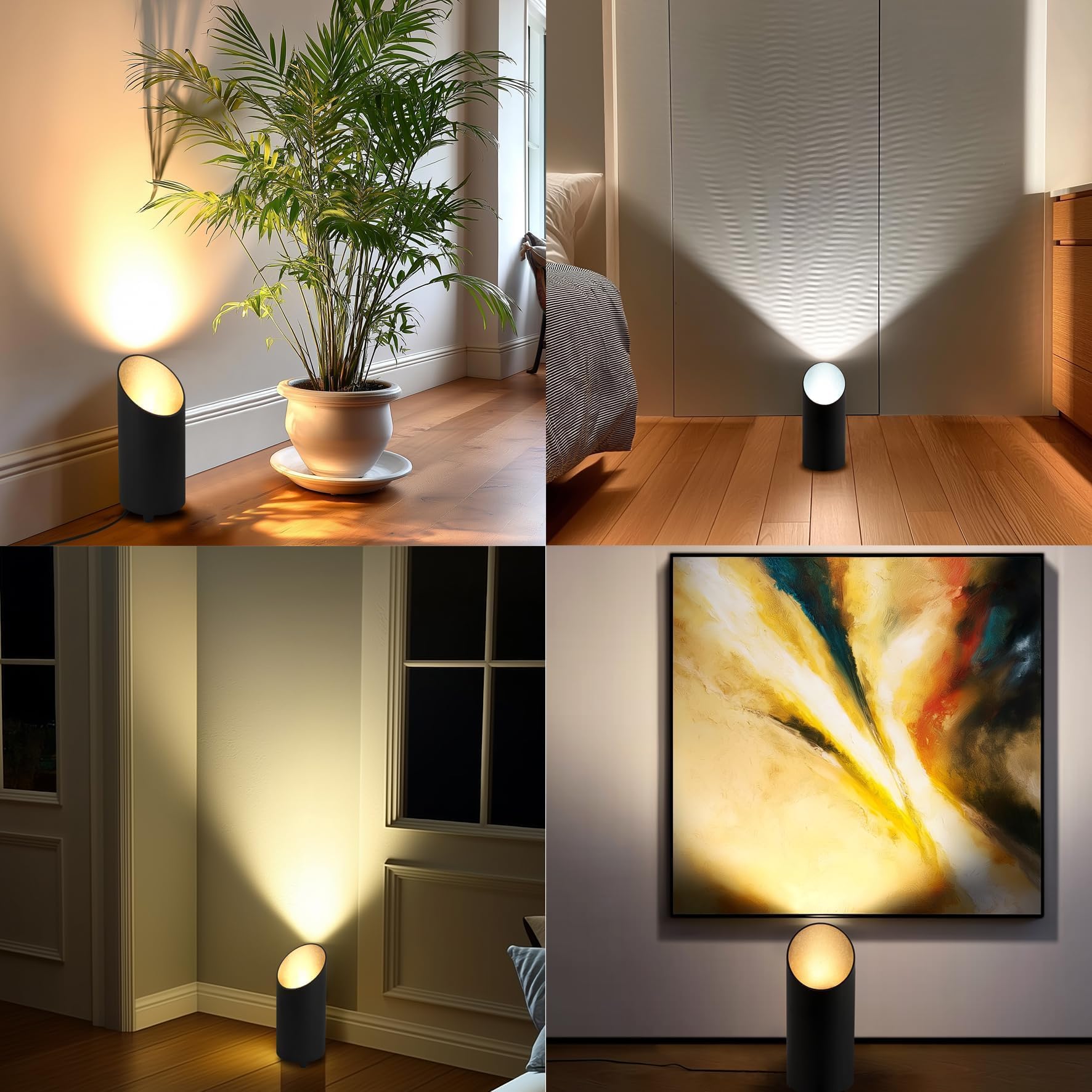 Uplight lampa podłogowa LED, czarna, z przełącznikiem nożnym, oświetlenie pośrednie, do salonu, 3 temperatury barwowe, lampa LED GU10, 6 W, 700 lm